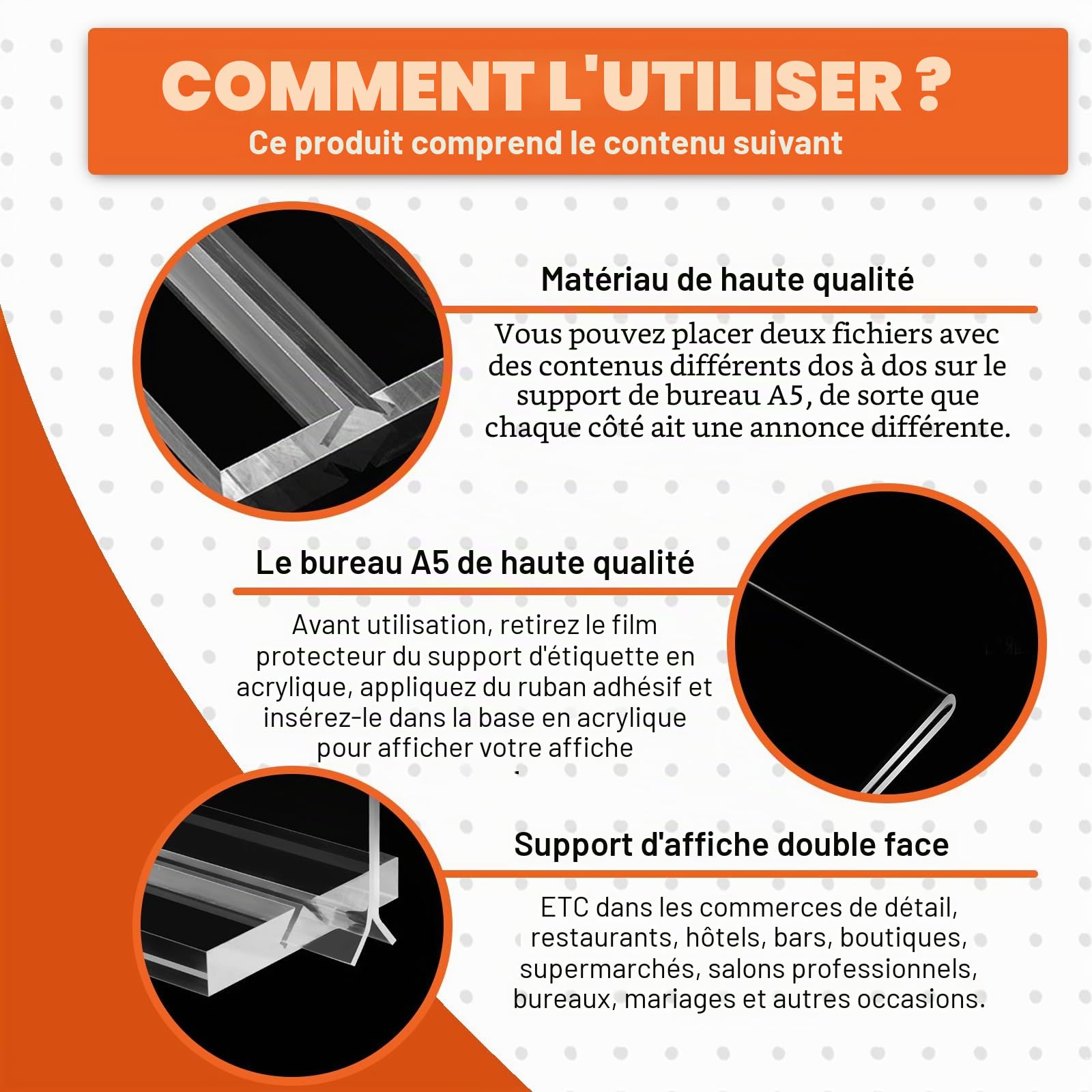 6 Pièces Présentoir De Table A5, Supports De Panneau A5 En Acrylique, Porte Affiche A5 Porte Menu Présentoir Support De Menu Porte-Menu Pour Restaurant, Hôtel, Exposition, Bureau, École Transparent