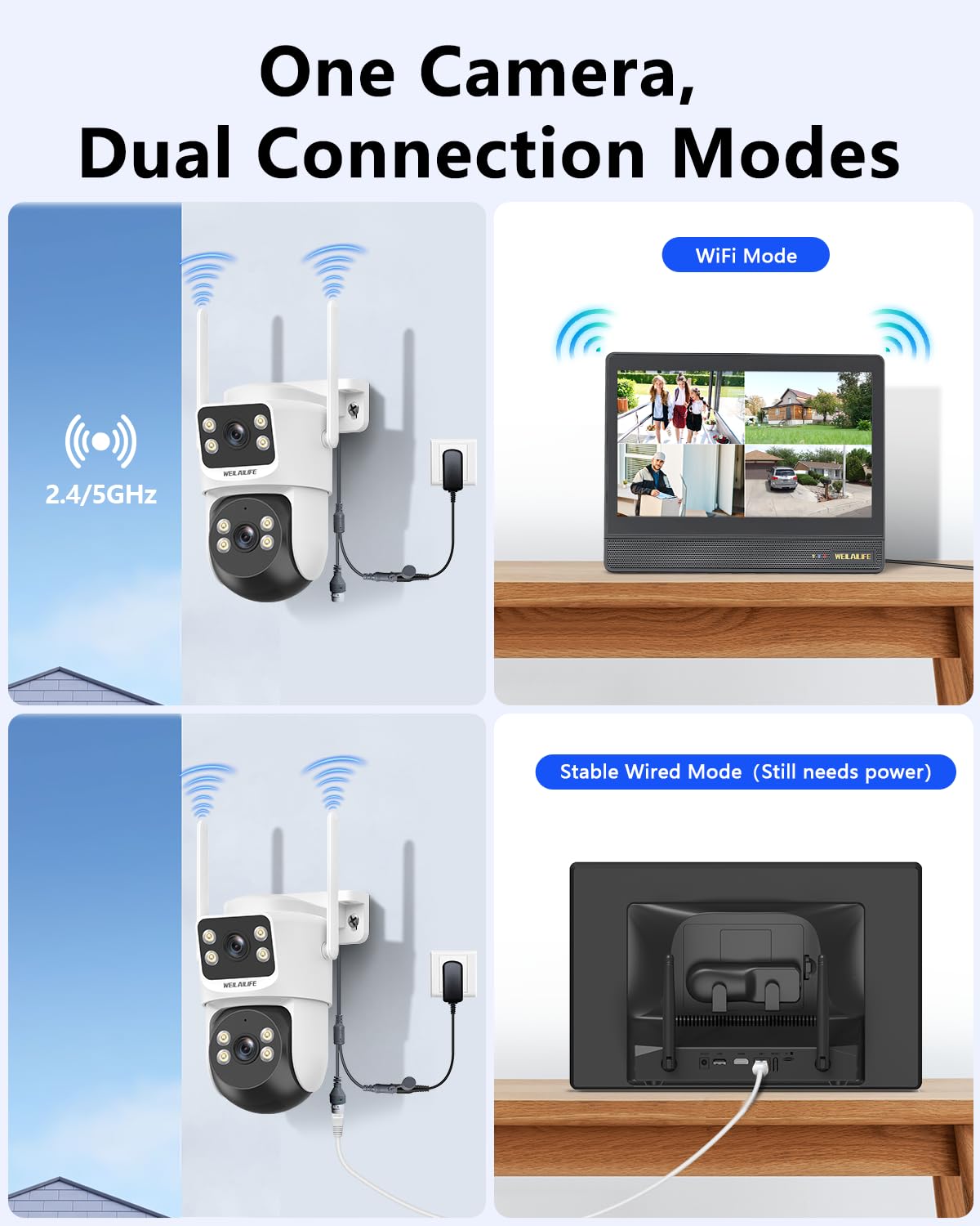 【Sistema di sicurezza tutto in uno】 Telecamere di sicurezza PTZ da 4 MP wireless per esterni, sistema di telecamere di sicurezza domestica WiFi, kit DVR per videosorveglianza