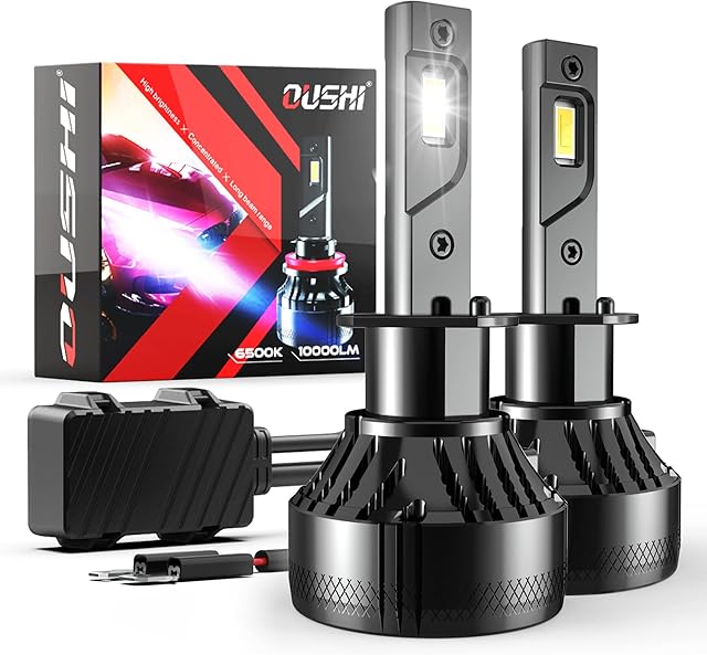 H1 LED Headlight Bulb, OUSHI 110W 2x10000LM Extremely Bright 6500K Xenon White High Power Canbus Error Free LED Headlights Conversion Kit (Pack of 2)