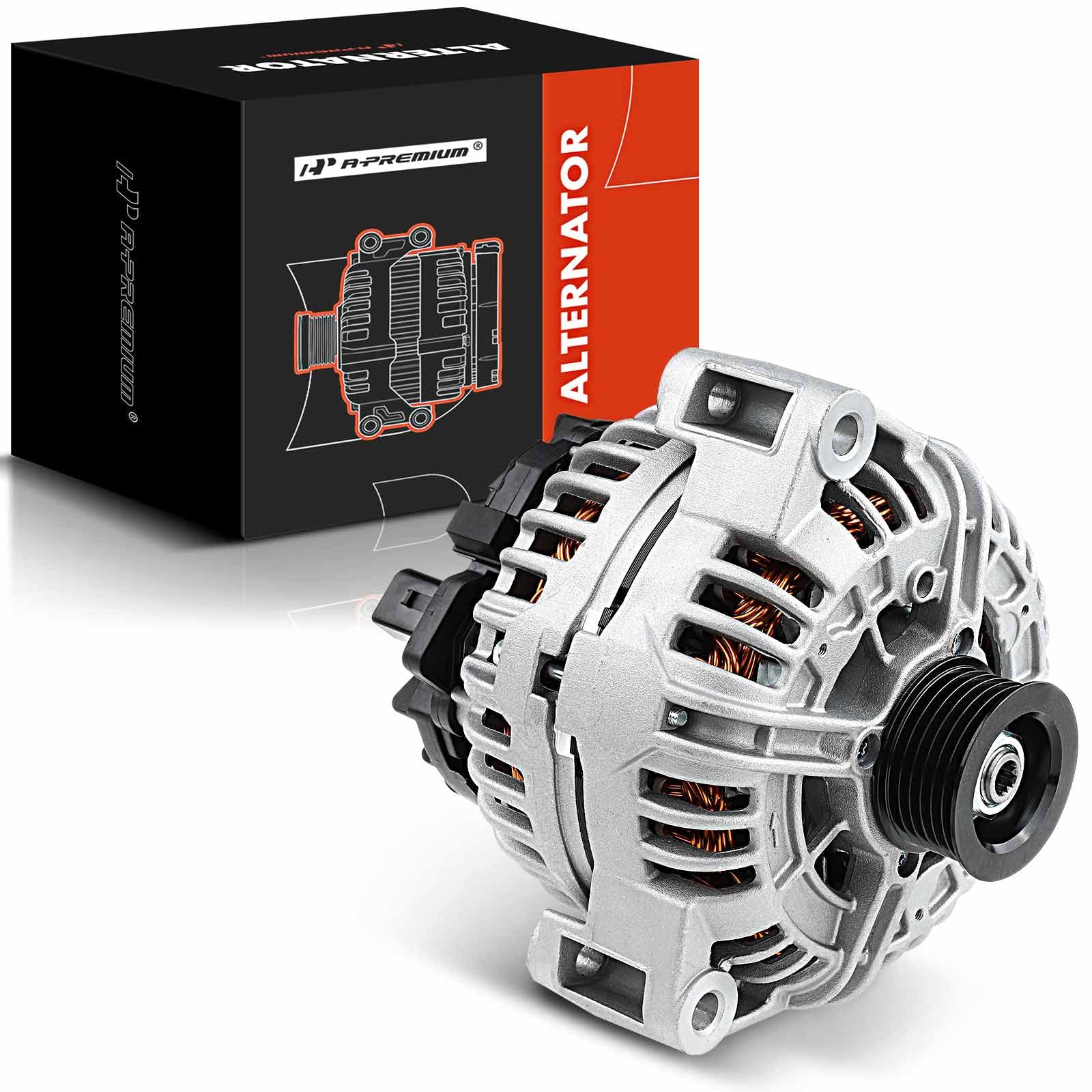 A-Premium Alternator Compatible with Mercedes-Benz E55 S55 CL55 AMG 2003-2006 V8 5.5L, R500 ML500 2006-2007 V8 5.0L, G55 AMG 2007-2011, 12V 180A CW 6-