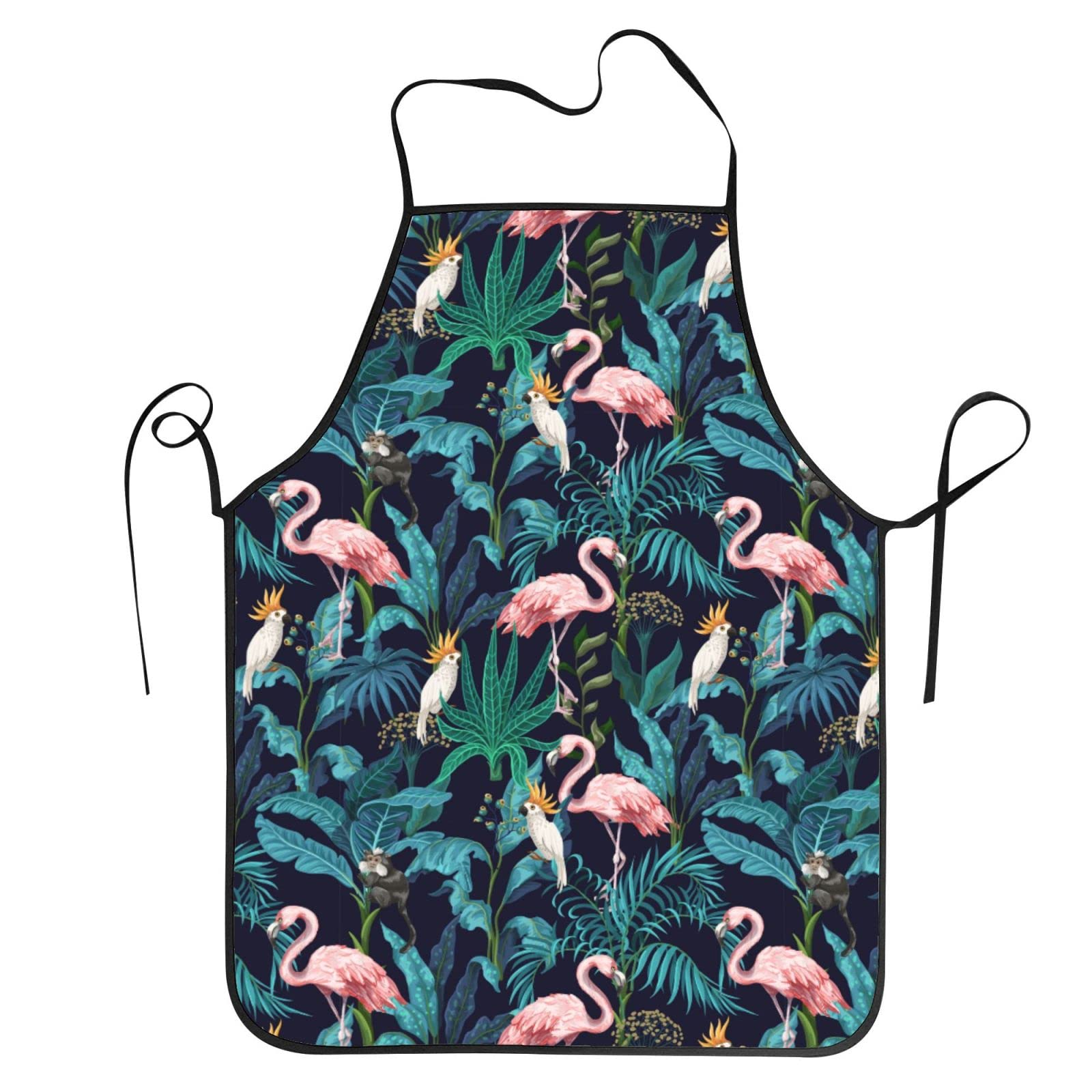 Jungle Trees Flamingo Aprons For Women Men Waterproof Bib Apron Chef Aprons For Kitchen Cooking Baking Bbq Gardening — image 1