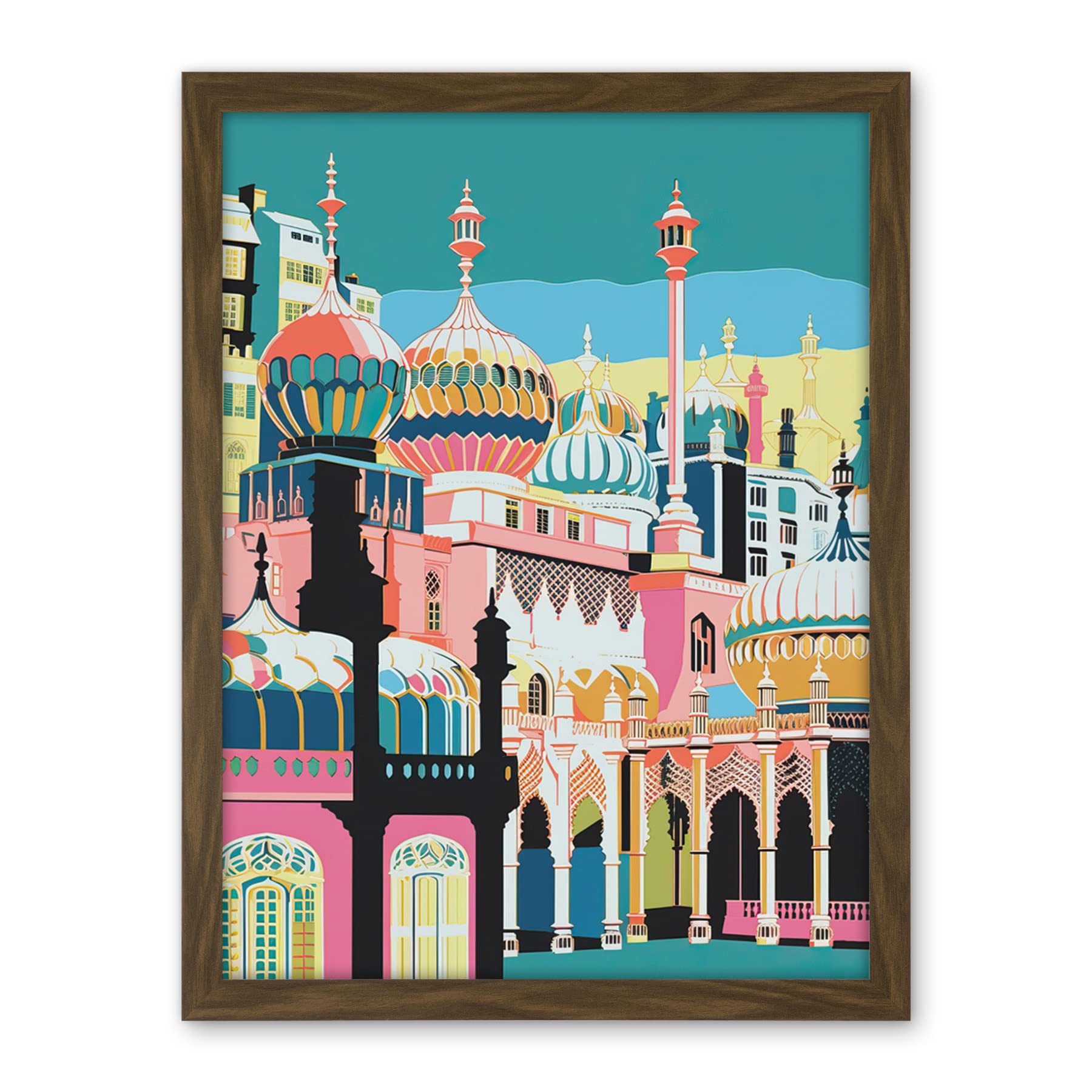 Artery8 Brighton Royal Pavilion Multicoloured Architecture Artwork Framed Wall Art Print 18X24 Inch