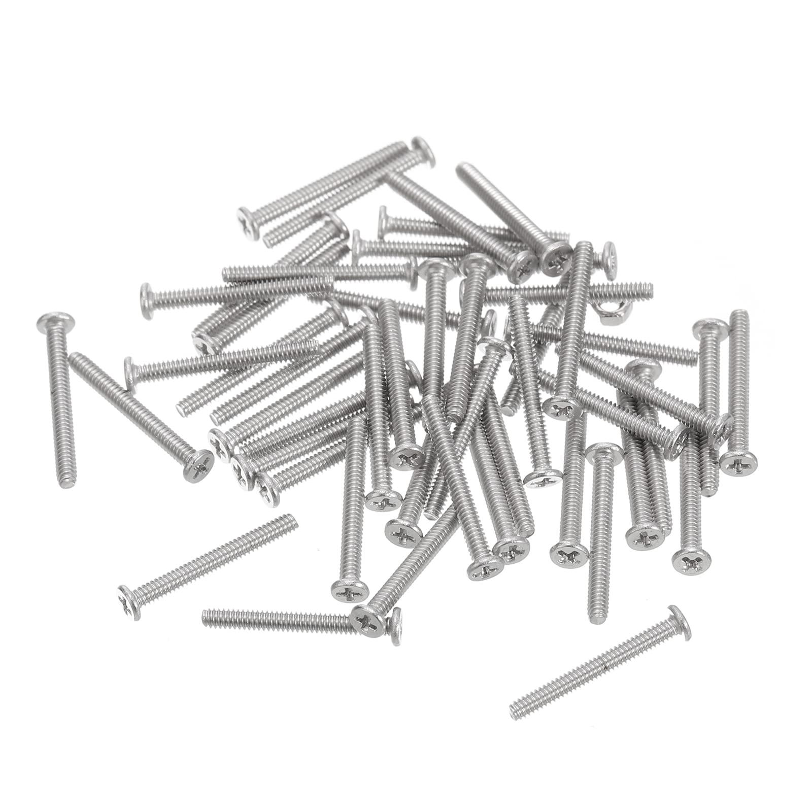 uxcell M1.4-0.3 x 12mm 50Pcs Flat Round Head Screws 304 Stainless Steel Phillips Drive Machine Screws Hardware Fastener for Furniture Connection-image-27