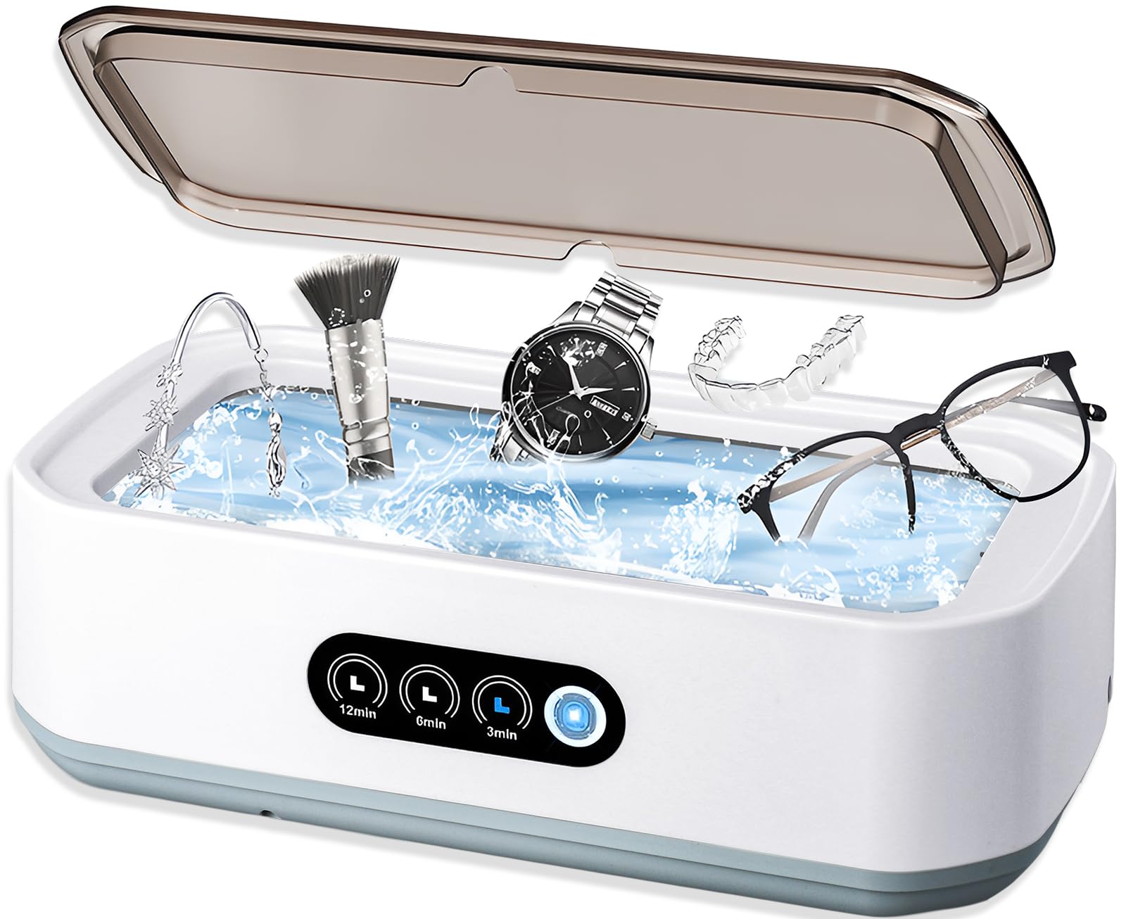 Nettoyeur Ultrasons 650ML Professionnel 49kHz 3 Réglages de Temps Nettoyage en Profondeur 360° Bac en Acier Inox pour Lunettes Bijoux Dentiers Montres Tête de Rasoir