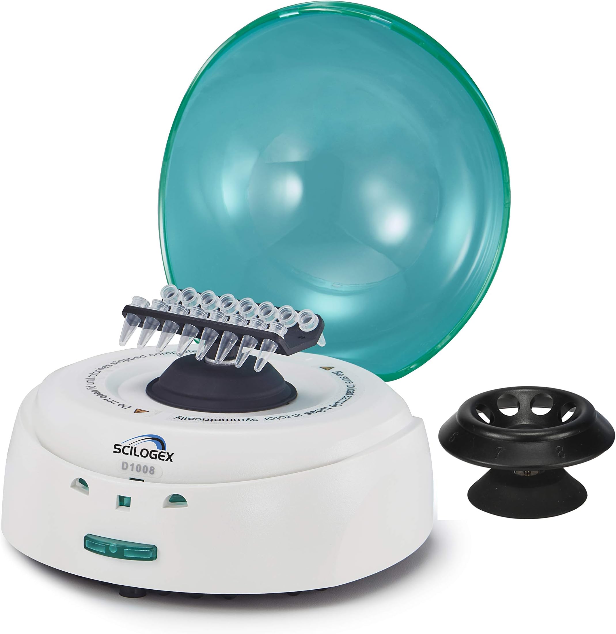 SCILOGEX EZee Mini Centrifuge – for 0.2/0.5/1.5/2.0mL Tubes & PCR8 Strips – 7,000 RPM Max Speed – Compact Benchtop Centrifuge with Timer – Green Lid