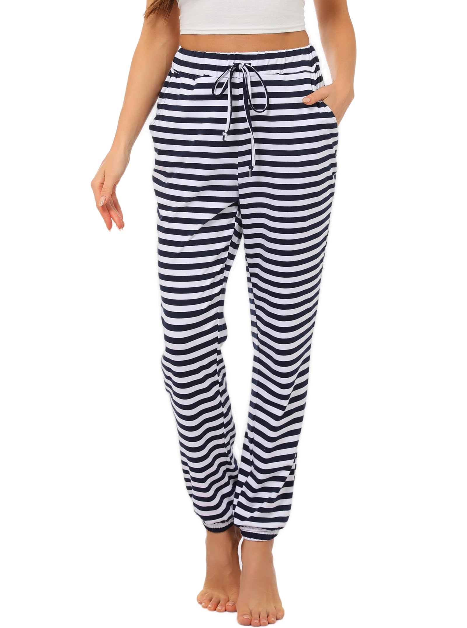 Nieery Pyjamahose Damen Baumwolle Schlafanzughose Lang Jogginghose Sporthose Sweatpants Freizeithose Hausanzug Nachtwäsche