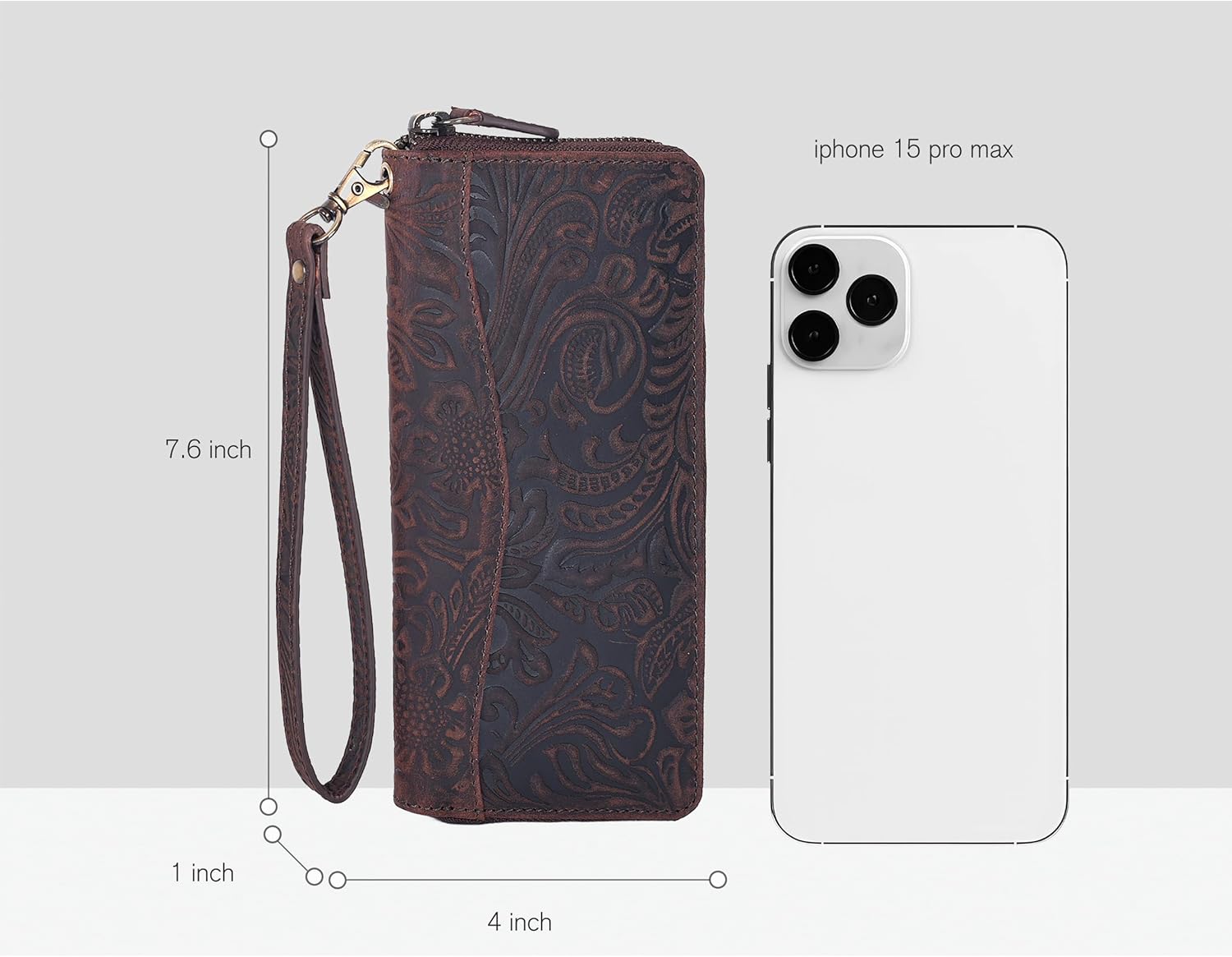 Oak Leathers Leather Wallet for Women - RFID Womens Wallet Clutch with 8 Credit Card Holder, Coin Pocket Vintage Brown Embossed - Image 4