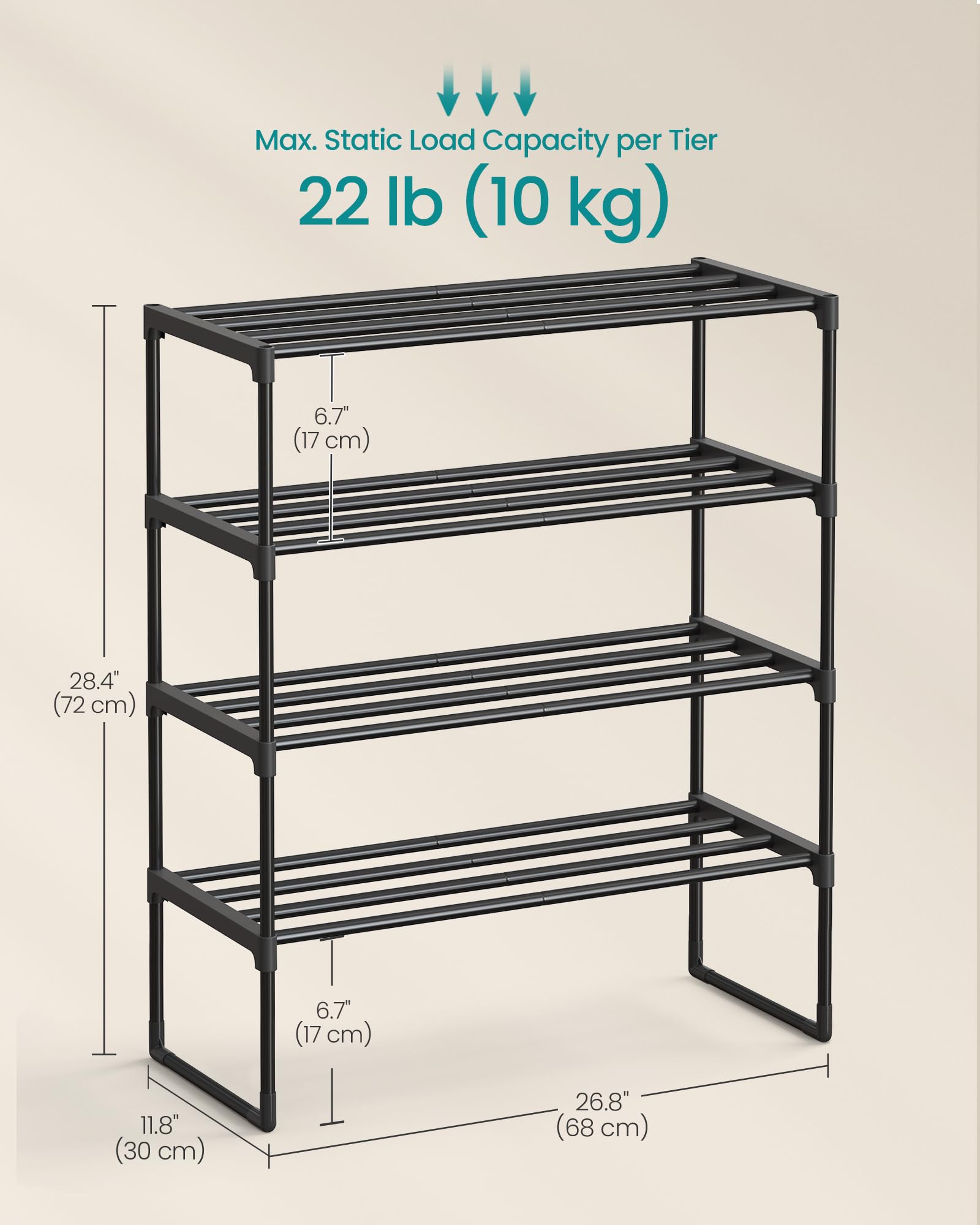 Amazon.com: SONGMICS Shoe Rack, 4-Tier Shoe Organizer, Metal