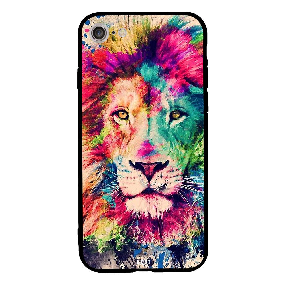 RUSSO Colorful Lion Painting Cover for Apple iPhone SE 2020