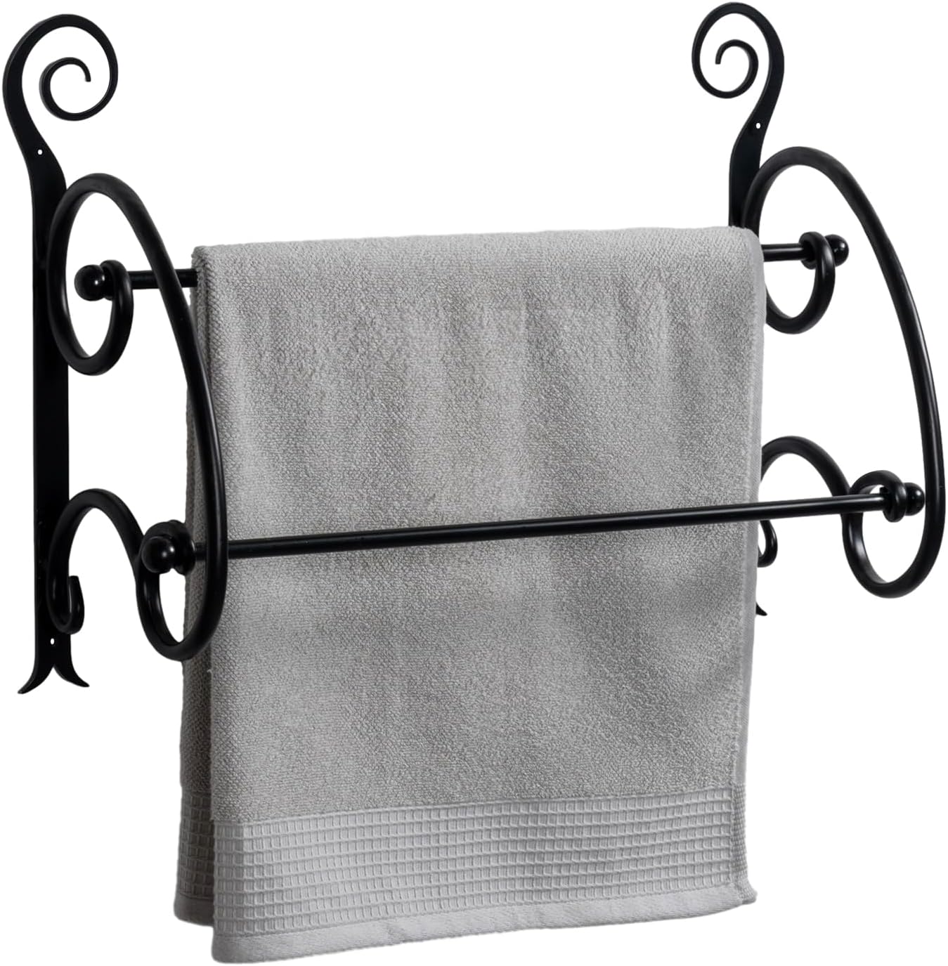 Amazon.com: MyGift 2 Tier Wall Mounted Matte Black Metal Bath Towel ...