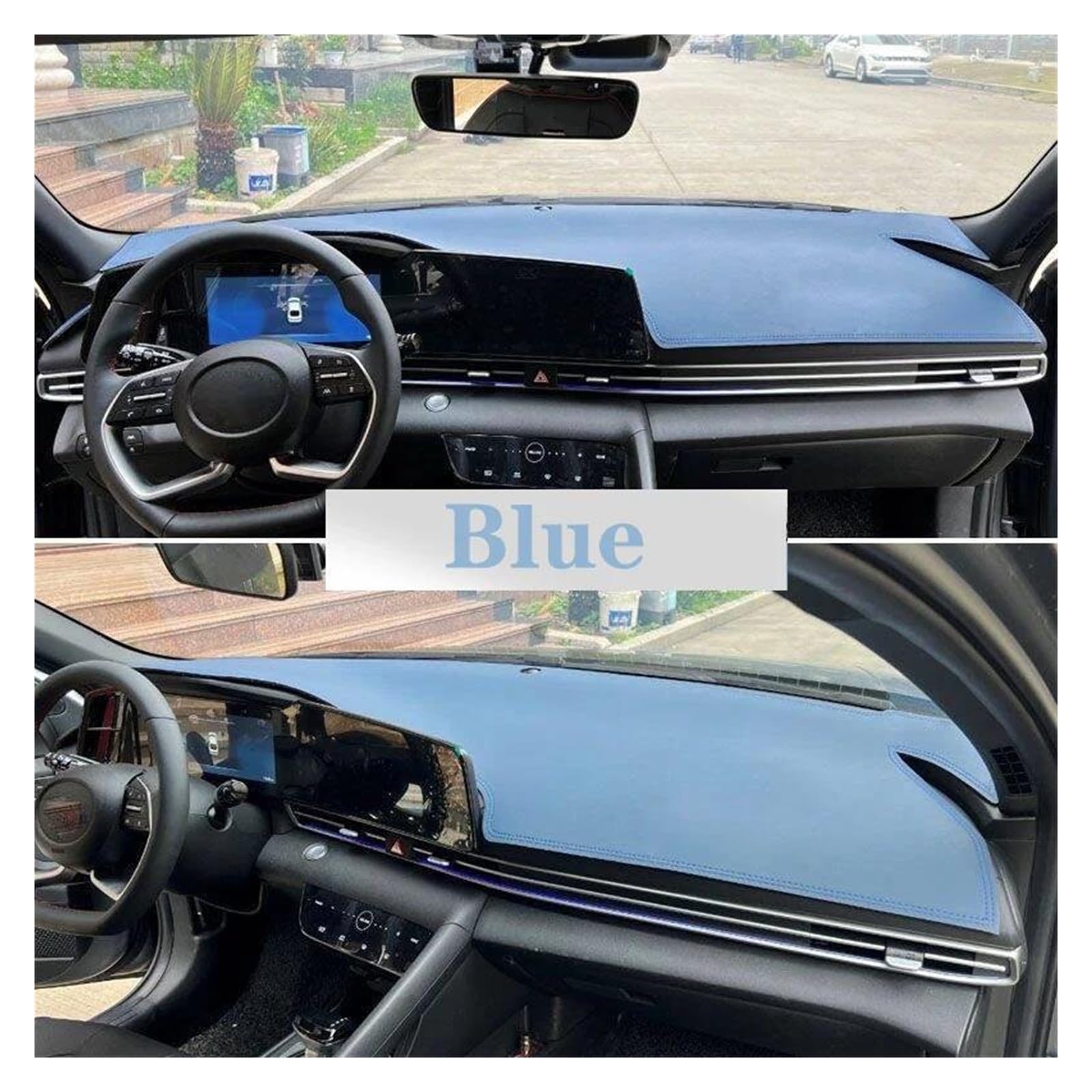 Tapis Tableau Bord intérieur Voiture Tapis Tableau Bord en Cuir PU Pare-Soleil Anti-UV pour Toyota pour Corolla Rumion Rukus E150 E151 E152 E154 2008-2015(All Blue LHD)
