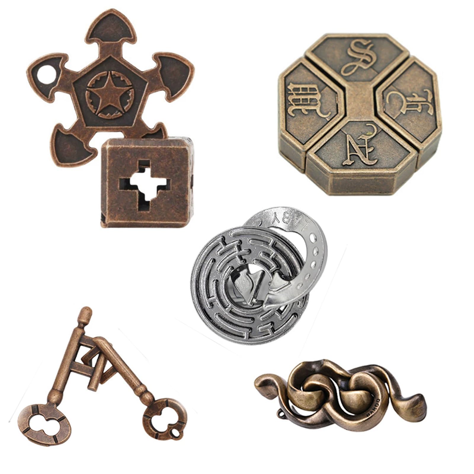 SEXYTINE Wisdom Ring Puzzle Set of 5 Brain Teaser Difficulty Level 6