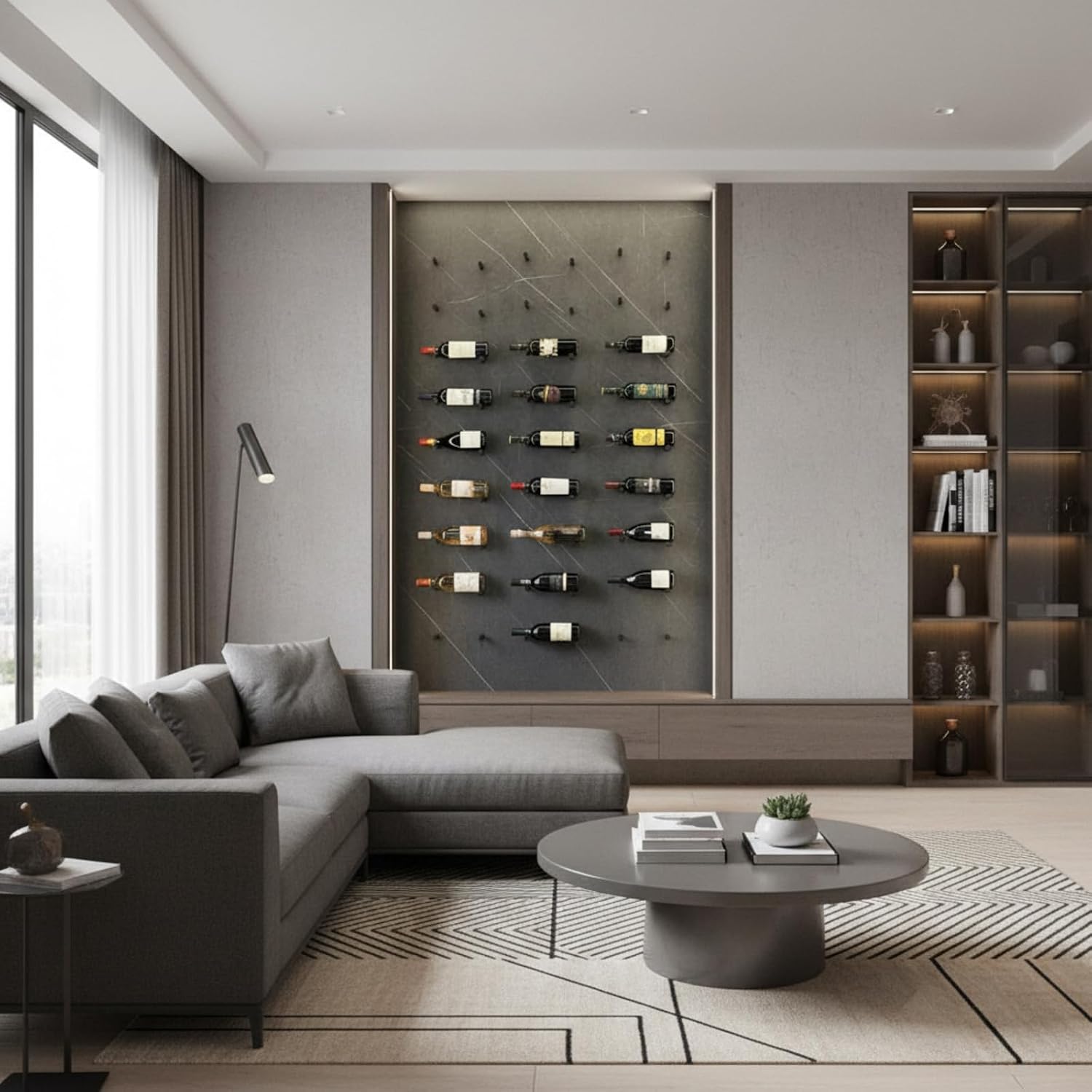 Flutesan 24 Pack Wine Pegs Aluminum Alloy Wall-Mounted Wine Rack, Black