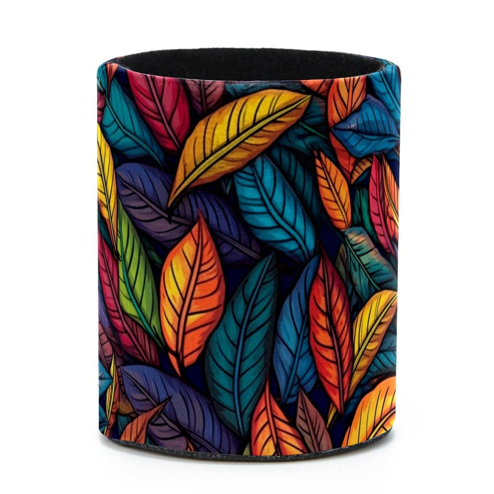 VAPOKF Round Pencil Holders for Desk, Artistic Leaves Pen Holders Pen Pot Makeup Brushes Storage Desktop Stationery Supplies Organiser for Home Office