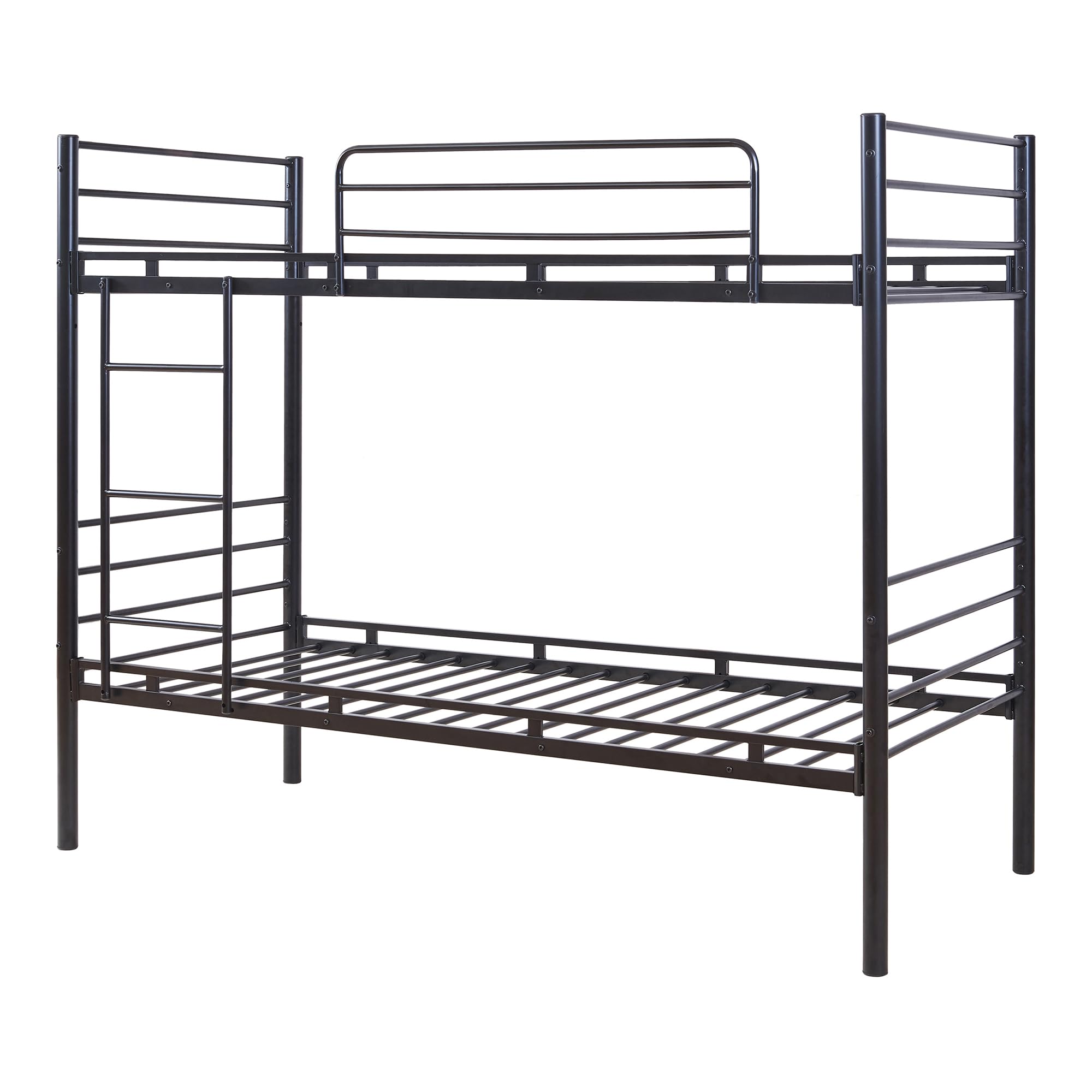 [en.casa] Letto a Castello a 2 Posti 90 x 200 cm con Barriera Sponda Anticaduta e Scaletta Struttura in Acciaio per Cameretta Camera degli Ospiti Casa Vacanza - Nero