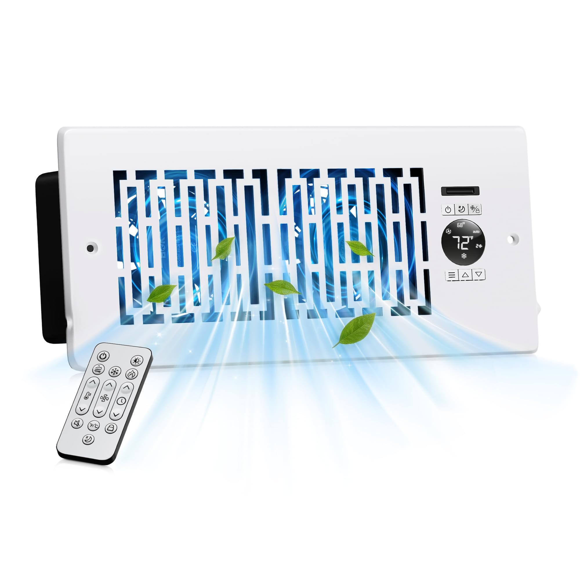 Photo 1 of MOTCTQVD Smart Register Booster Fan for 4" x 10" Vents, Thermostat Control Improves Heating/Cooling, 10-Speed Quiet Vent Fan Booster with Remote Control for Floor or Wall Ducts