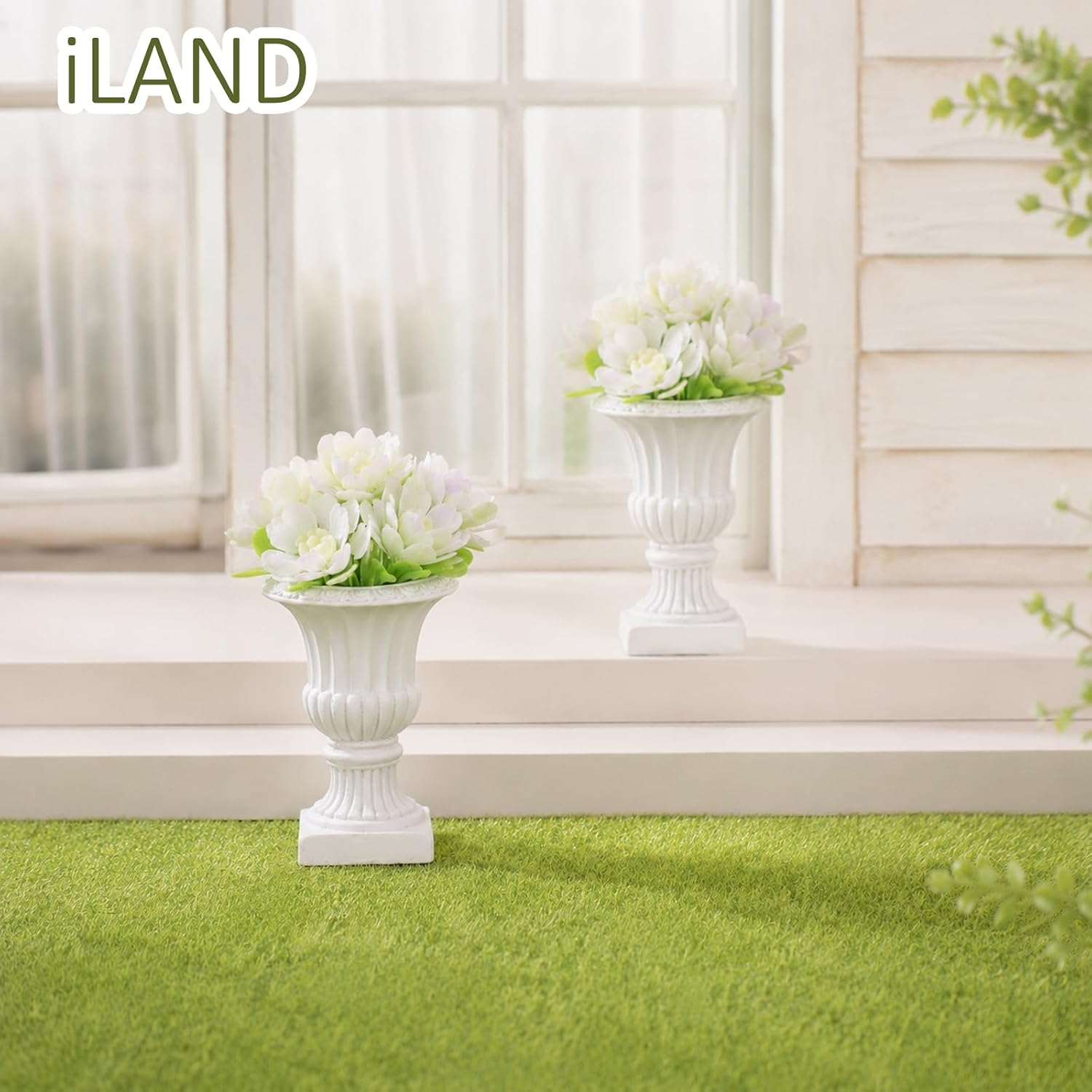 2pcs Miniature Dollhouse Accessories, Resin Flower Bed Plants Artificial Tiny Potted Greenery Ornament Scale Model House Decor DIY Gift Decorminiature Decoration for Desktop Ornament Craft