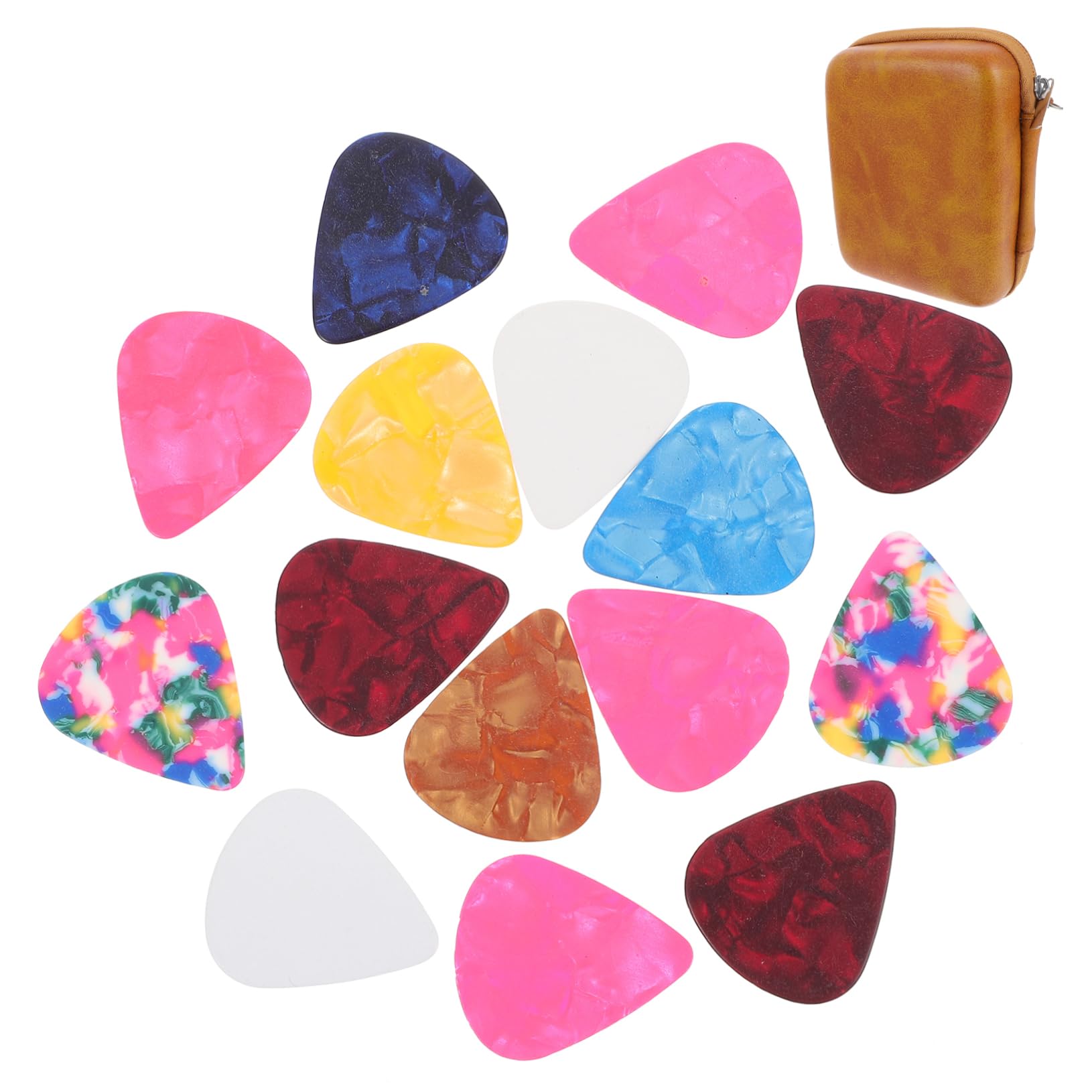 TOYANDONA Guitar Pick Holder Case with Random Colored Picks Lightweight Storage Pouch for Acoustic Electric Guitar Accessories Durable Organizer with Heavy Duty Hand Strap