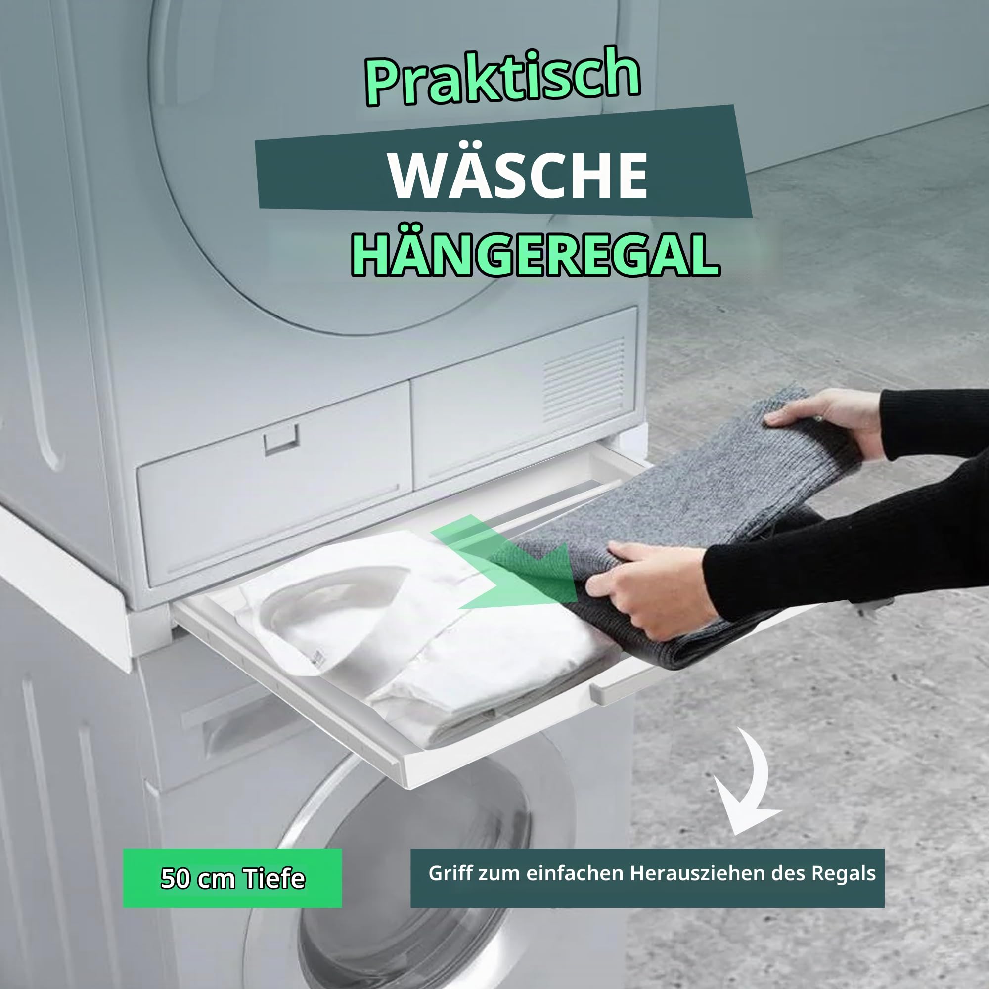 Hd-Line Universeller Zwischenbaurahmen - Aufhängesystem - Für Waschmaschinen und Trockner, mit herausziehbarem Fach, vibrationsdämpfend und kippfest Größe (60x54x10 cm, bis 15 kg)