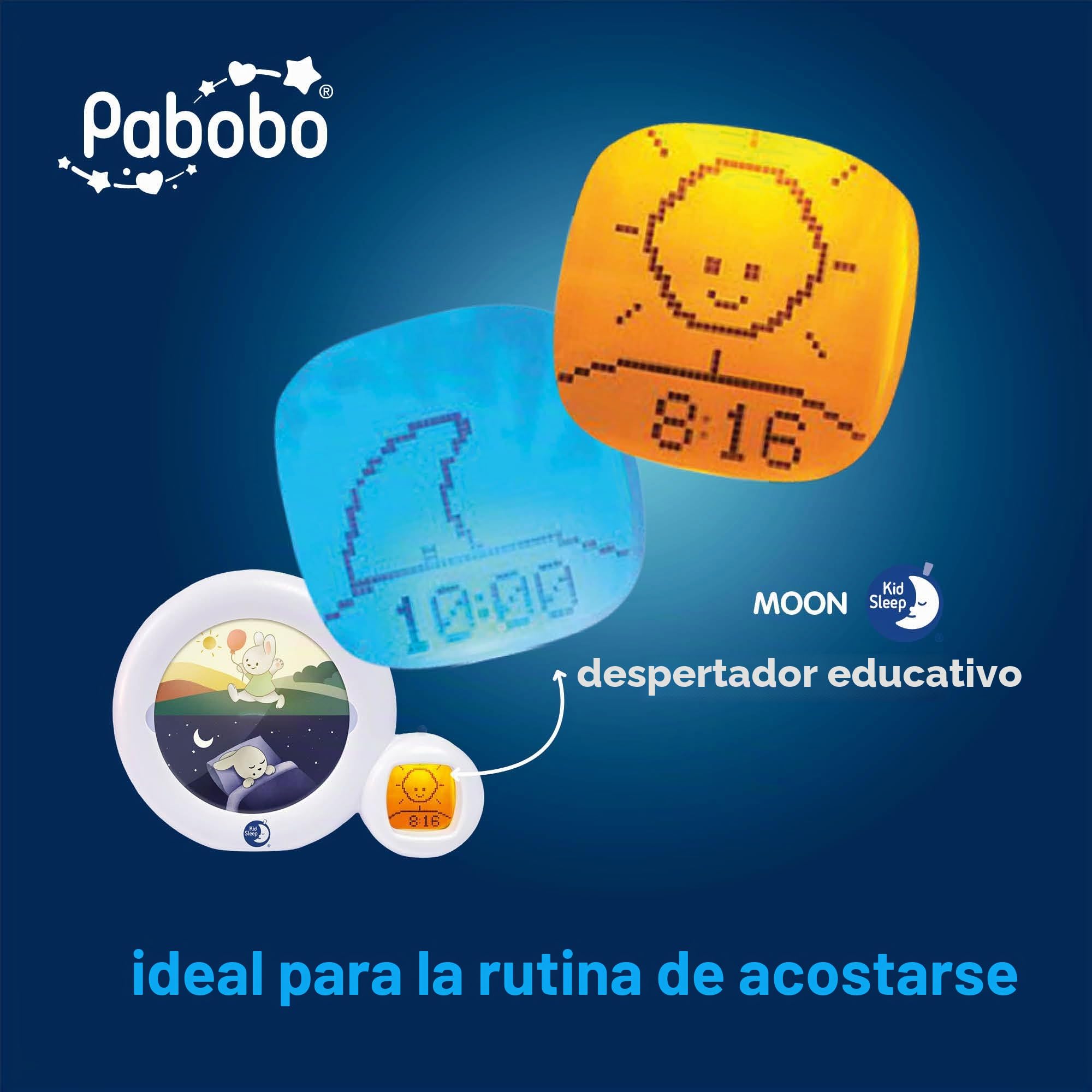 Entrenador de Sueño y Luz Nocturna Luna Kid'Sleep Moon de Claessens' Kids, Blanco/Azul