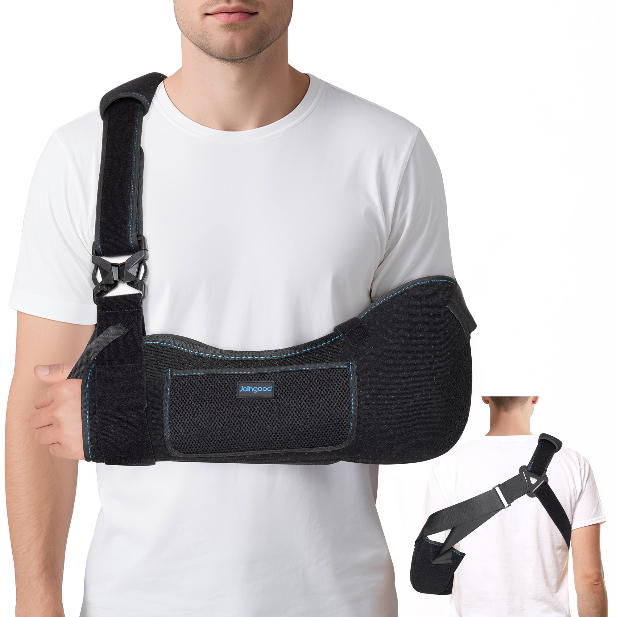 Armschlinge für Männer und Frauen, Verstellbare Armstütze mit Hüftgurt, Atmungsaktiv und Bequem, für Linken oder Rechten Arm, Größe L