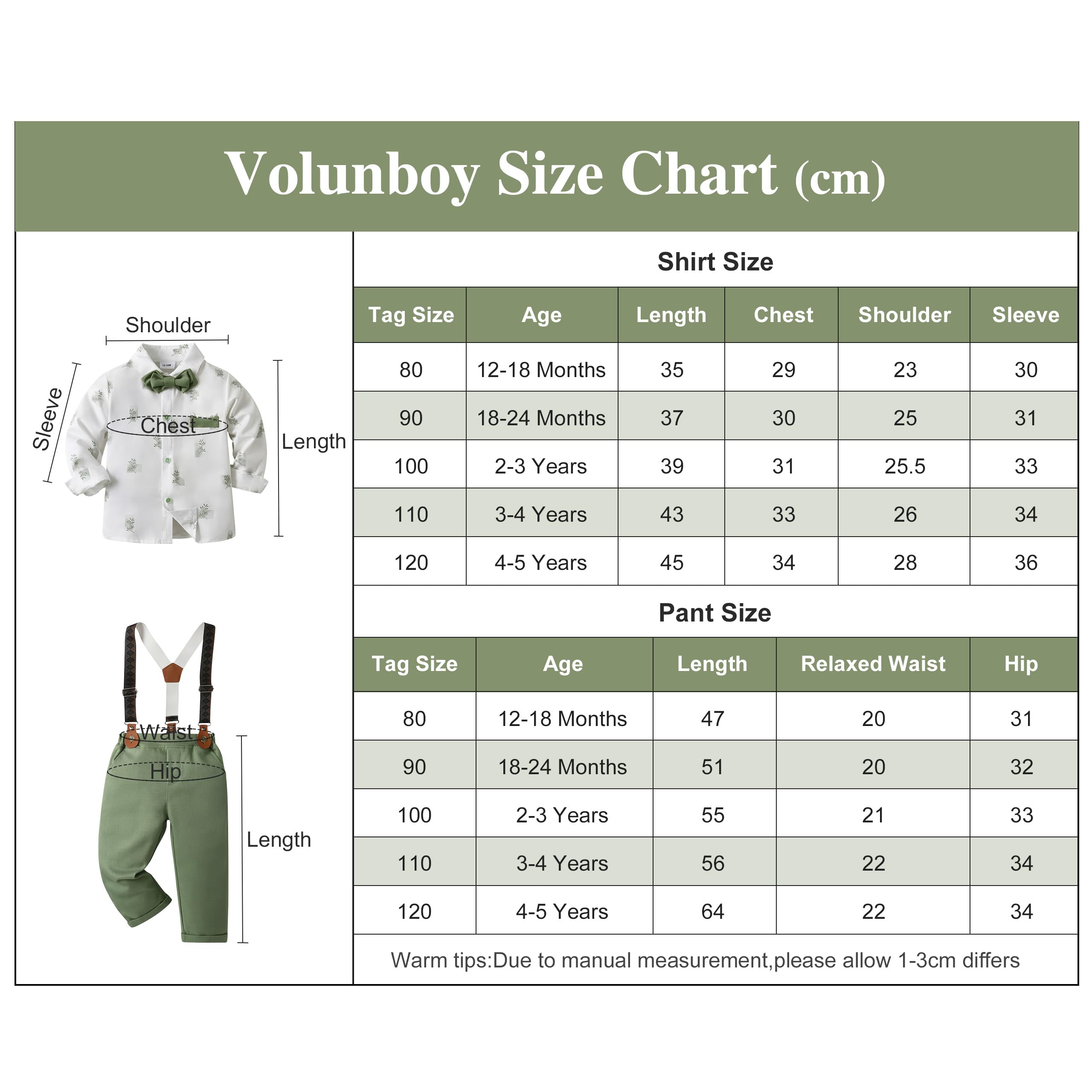 Volunboy Ensemble 4 Pièces de Vêtements pour Bébé Garçon, Noeud Papillon Chemise + Pantalon Bretelle Costume 1-5 ans