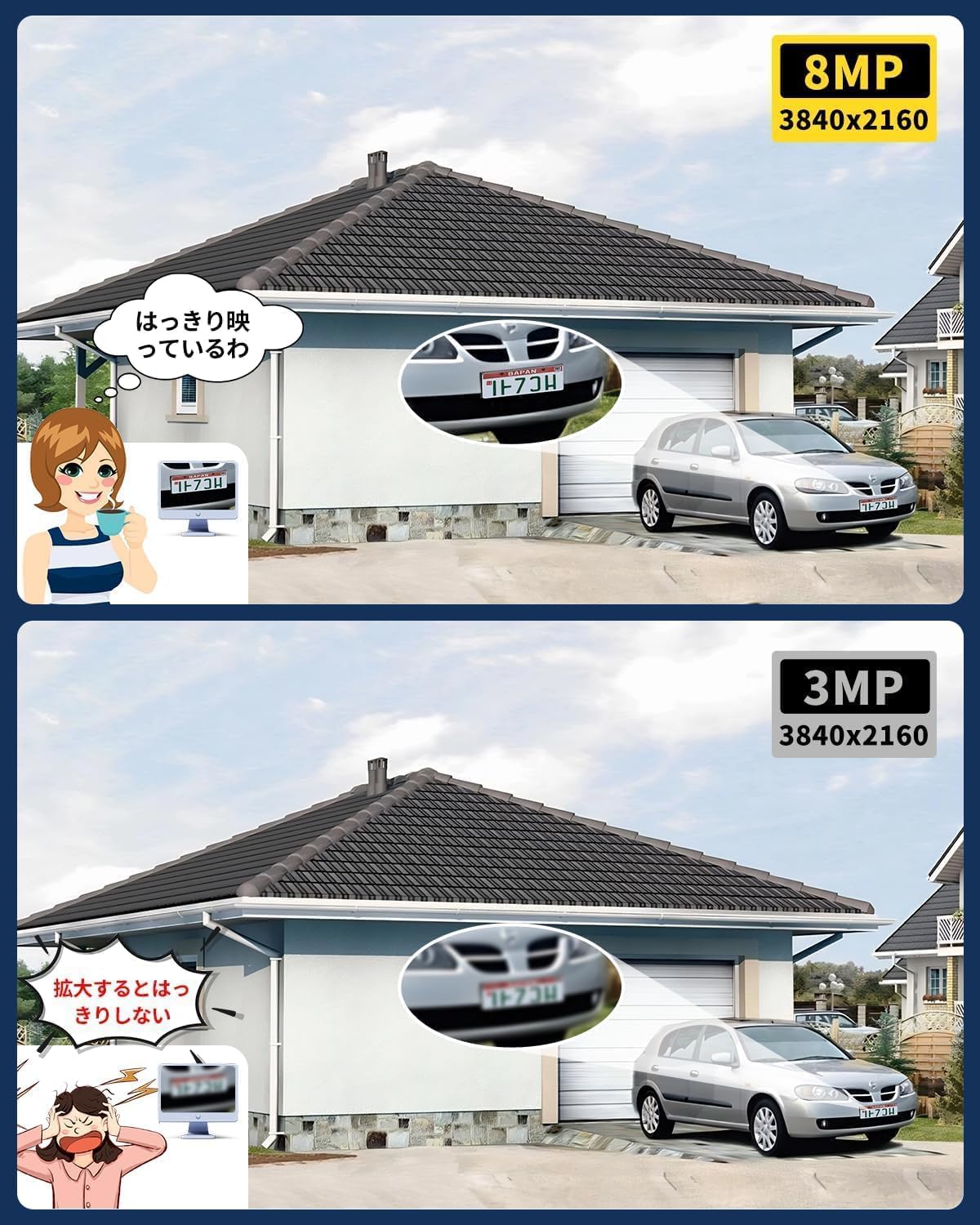 Amazon.co.jp: OHWOAI 4台セット PoE防犯カメラ 屋外用 4K 800万画素