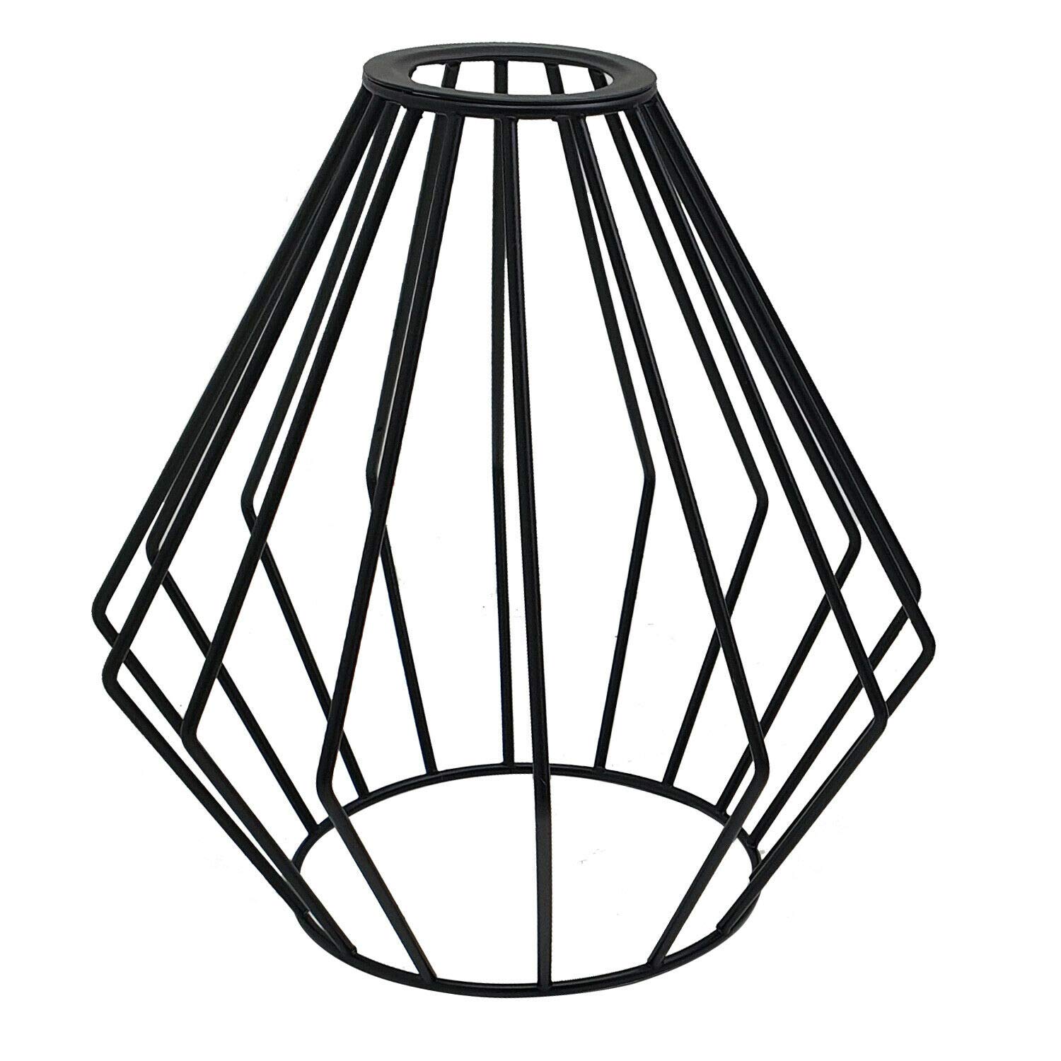 DC VOLTAGE Vintage Industrial Style Easy Fit Metal Black Wire Cage Bulb Guard Pendant Lighting Fixture (Style - 1)