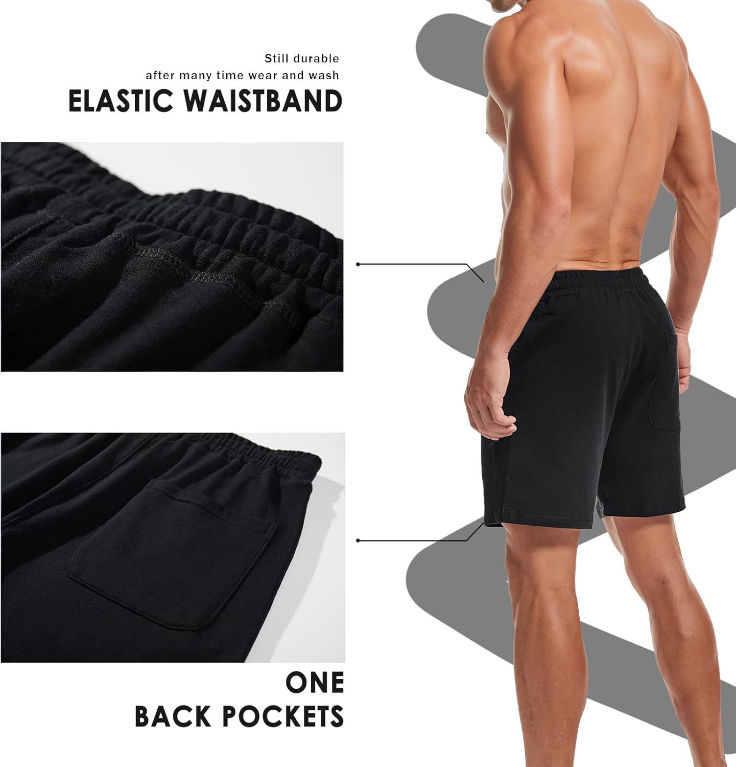 AMY COULEE Mens Athletic Workout Shorts 5.5" Cotton Casual Shorts Elastic Waist Joggers Sports SweatShorts - Image 4