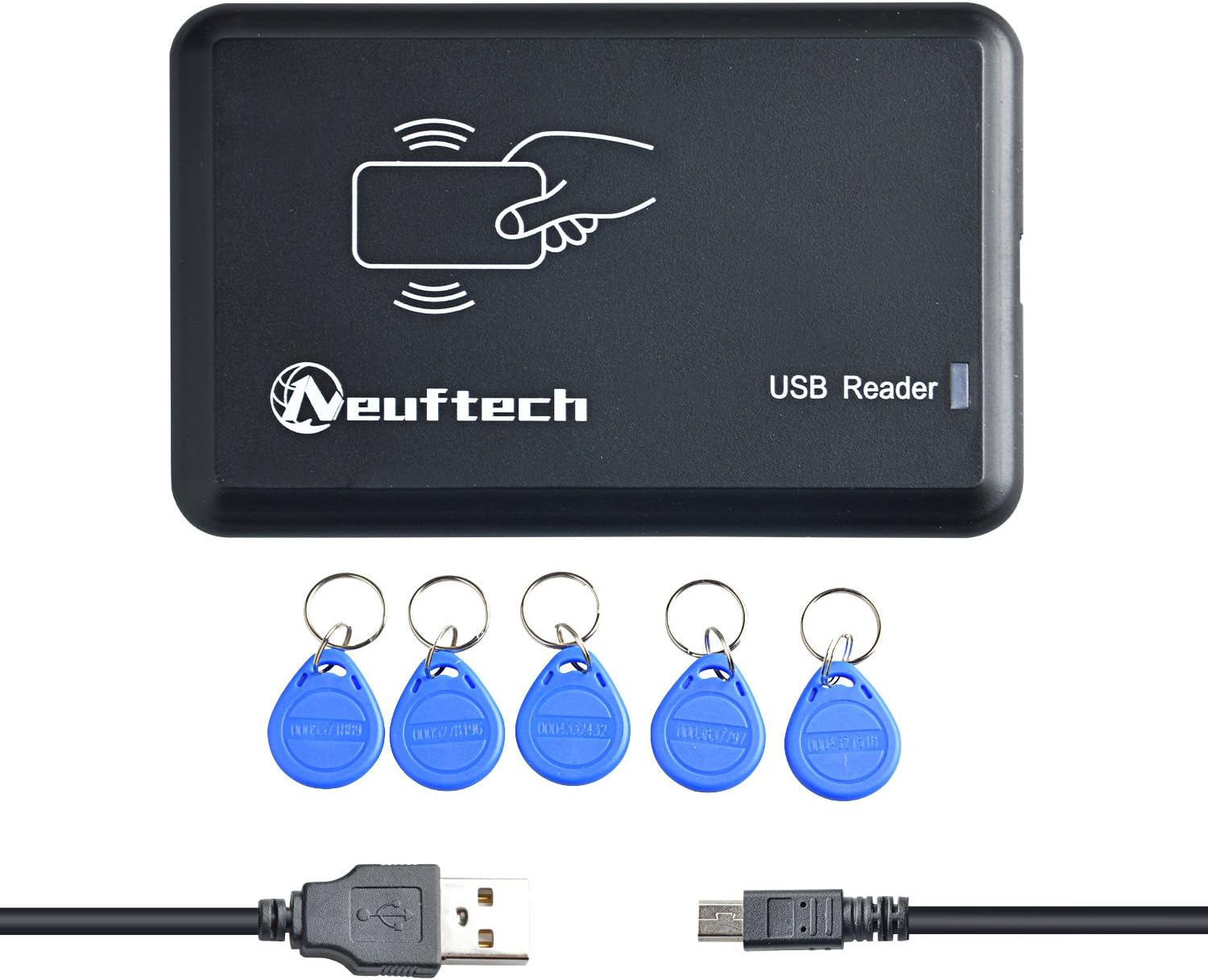 USB RFID Reader 125KHZ EM4100 / TK4100 Card Tag ID Reader With 5pcs Keyfobs
