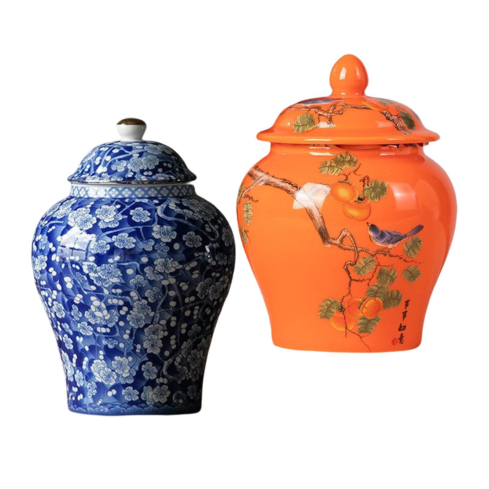 2X Ceramic Ginger Jar Vase Temple Jar with Lid Decor Storage Jars | Home & Garden | Home D?©cor | Other Home D?©cor