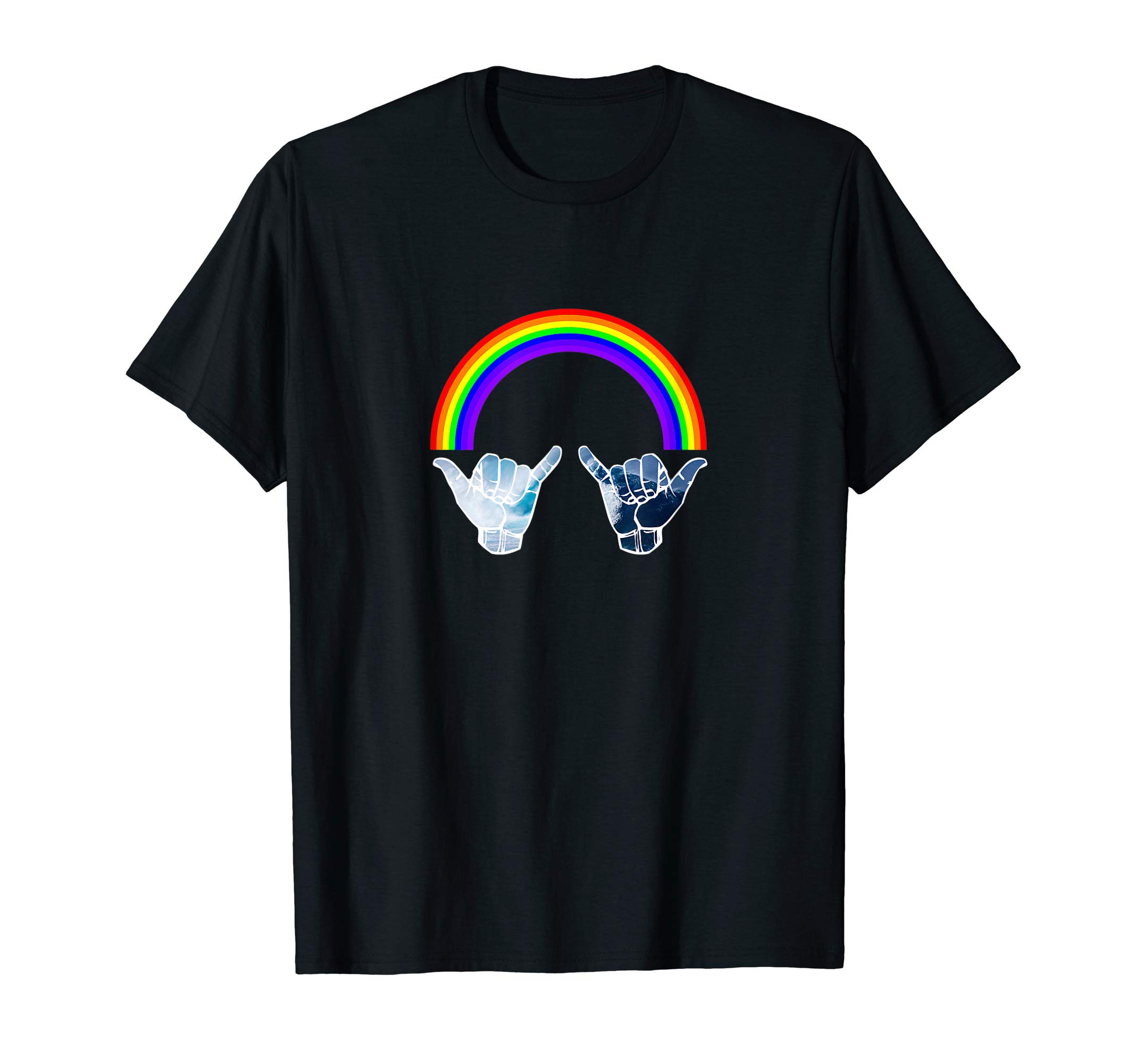 Aloha Shaka Designs & Hawaii Gifts souvenir TeesDouble Shaka Rainbow Hawaiian Shaka T-Shirt