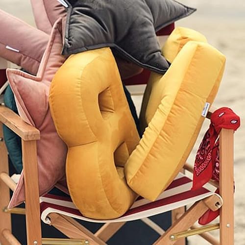 Miniatura 5 de Altsuceser Almohadas de letras, lindas almohadas de algodón PP totalmente rellenas de felpa suave con letras inglesas, almohadas decorativas del