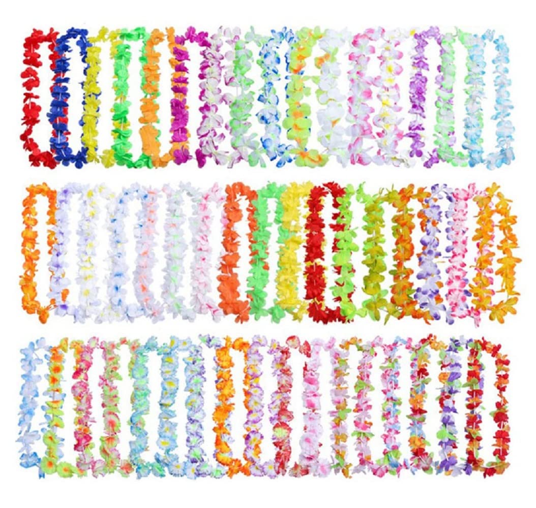Amazon.co.jp: siawadeky ハワイ花輪 50本入 人工花 花ネックレス 髪