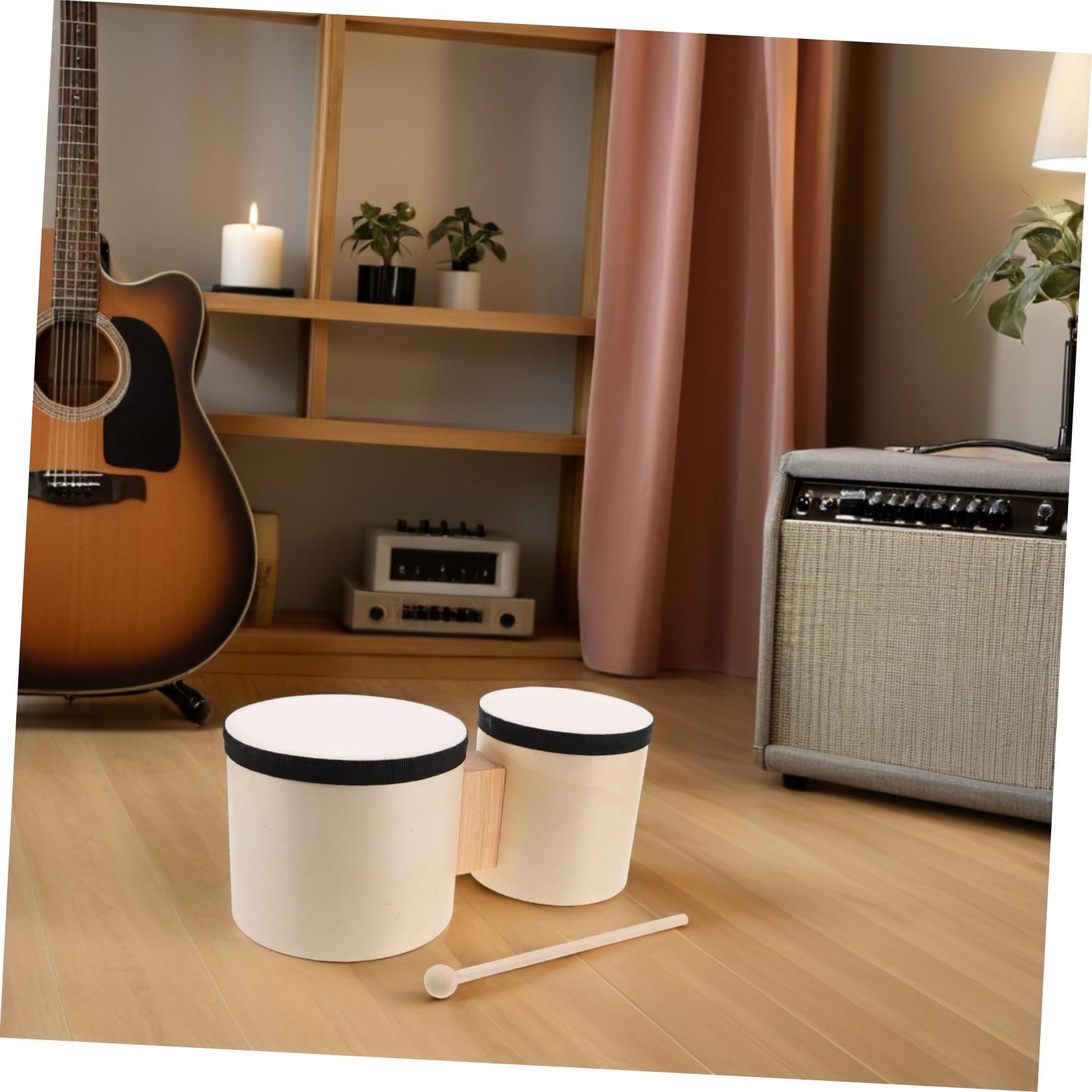 ibasenice Holz-bongos Musik-trommel Mit Holzschlägeln Und Trommelflächen Percussion-instrument Für Tanz Musikunterricht Und Partys