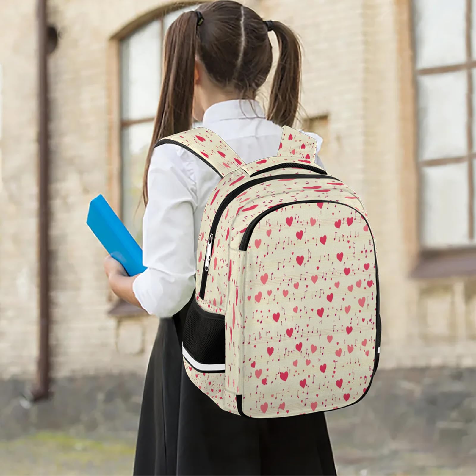Nuty muzyczne serca plecak wielofunkcyjny plecak o dużej pojemności plecak szkolna torba na książki plecak turystyka podróż na co dzień laptop plecak torby dla chłopców dziewcząt mężczyzn kobiet,