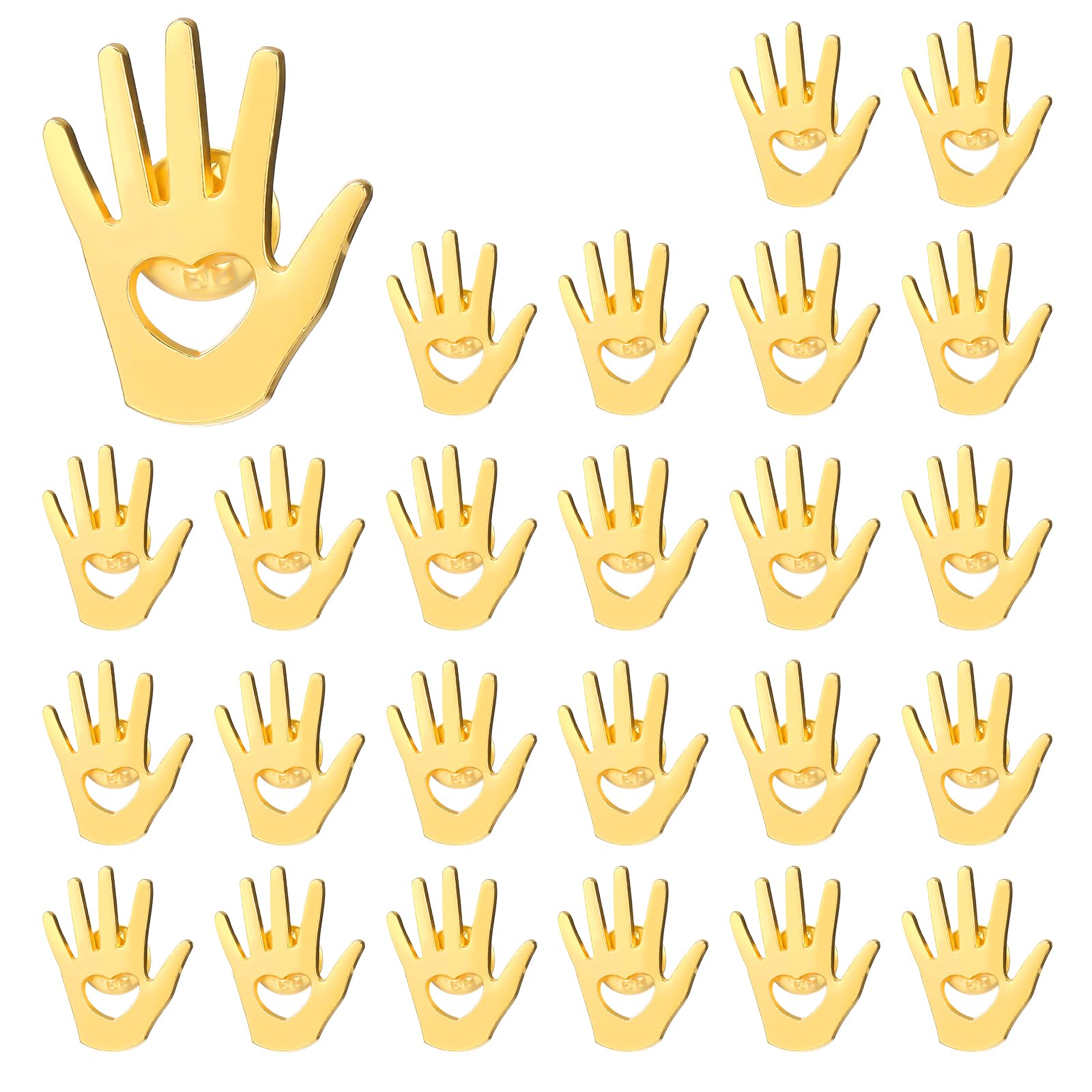 Foilswirl 25 Pcs Employee Appreciation Gifts Bulk Gold Hand Lapel Pin Volunteer Appreciation Gift Recognition Gifts for Social Worker Nurse Coworkers (Hollow Style)
