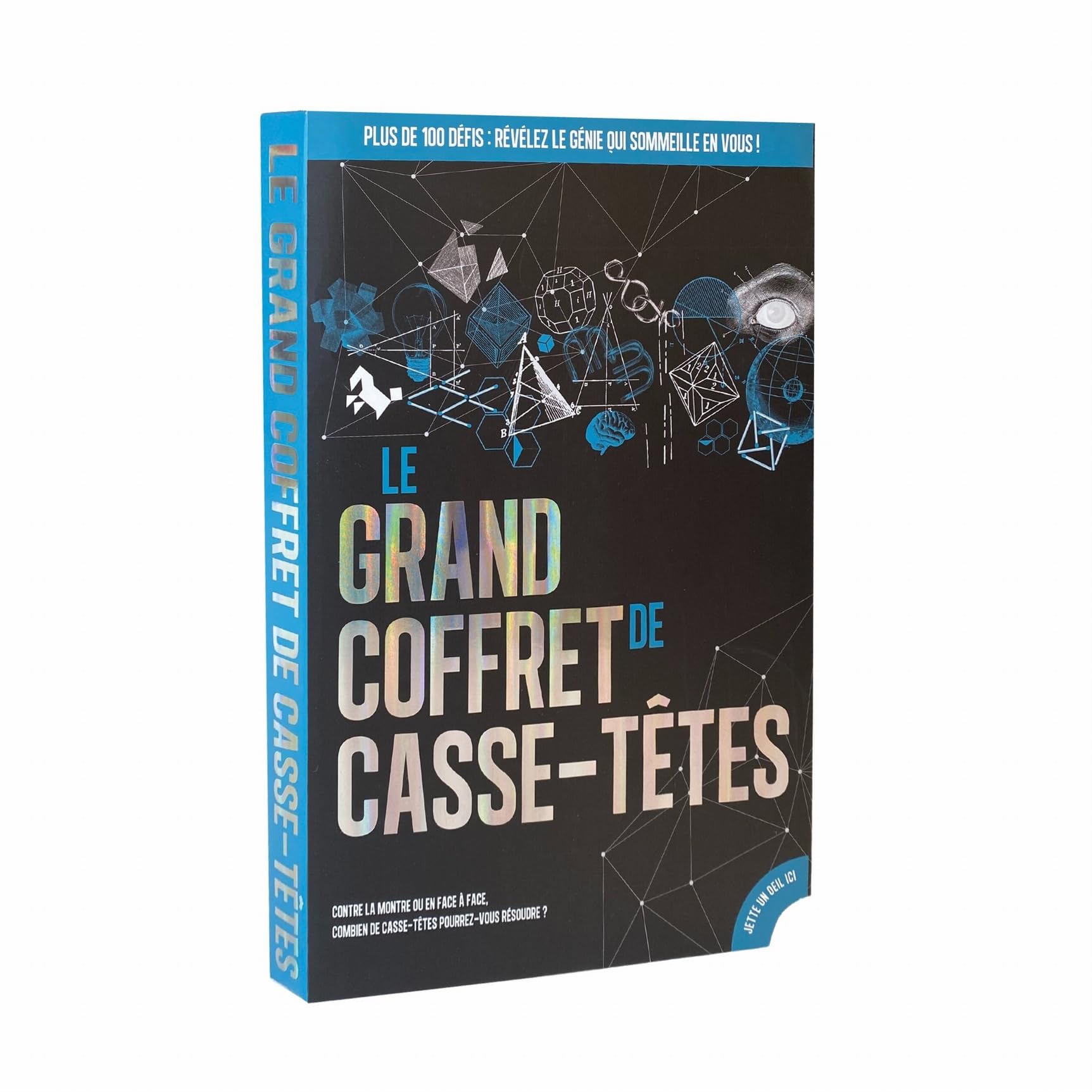Professor Puzzle - Grand Coffret Casse-​Tête - Plus De 100 Défis du Niveau Facile Au Plus Complexe - 4 Casse-​têtes en métal - 2 Casse-​tête en Bois - 1 Tangram - 30 Alumettes - 100 Cartes Challenges