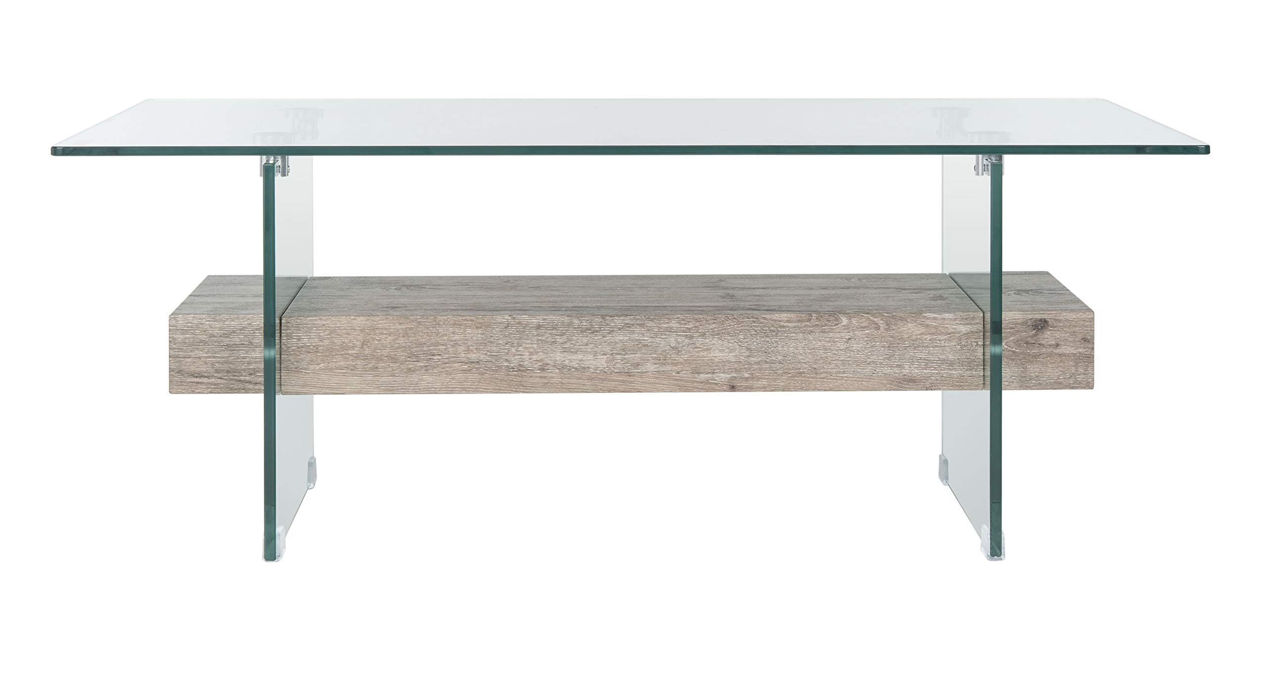 Safavieh Home Kayley Glass and Grey Oak Glass Coffee Table