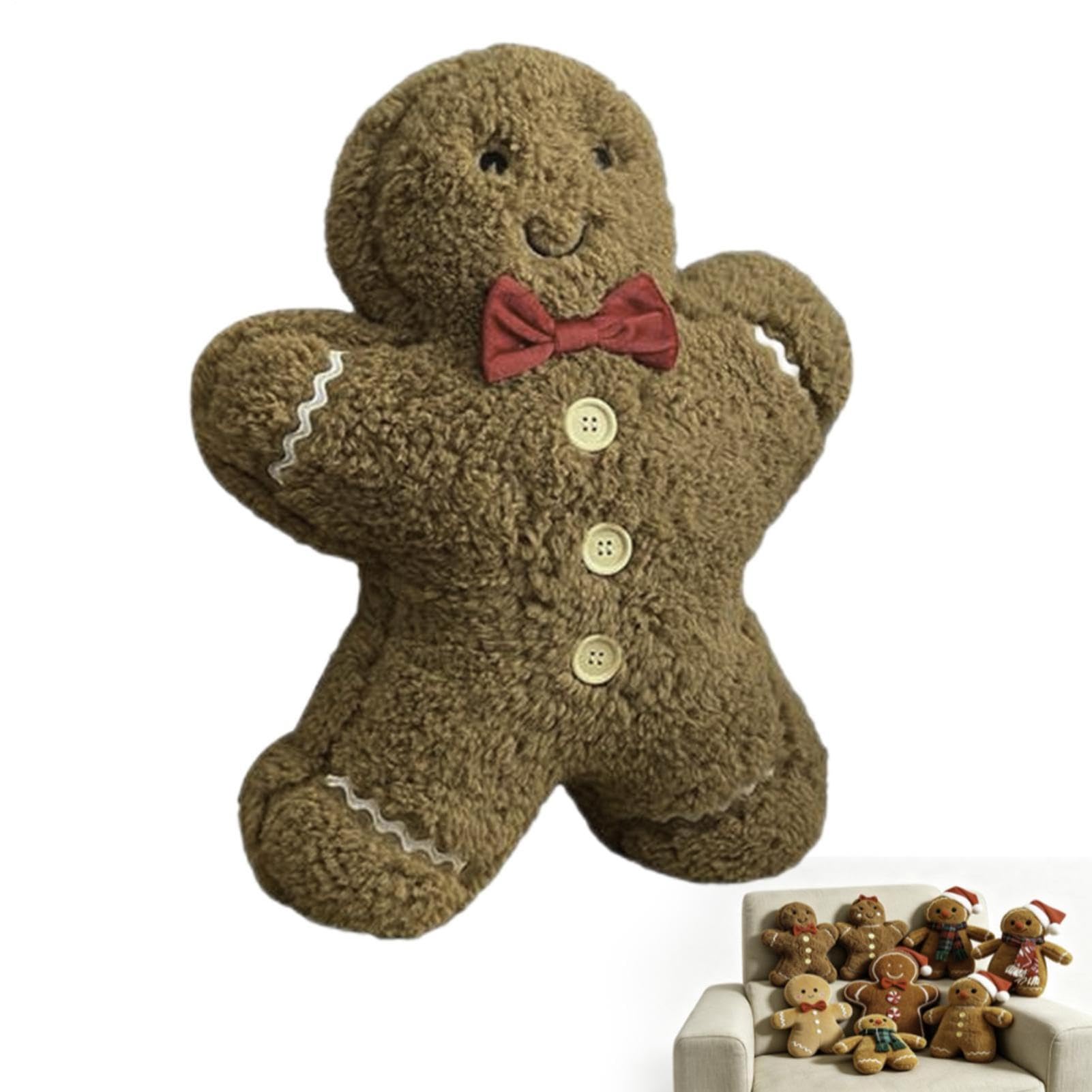 Gingerbread Man Plush Toy, Christmas Gingerbread Man Shaped Plush Pillow