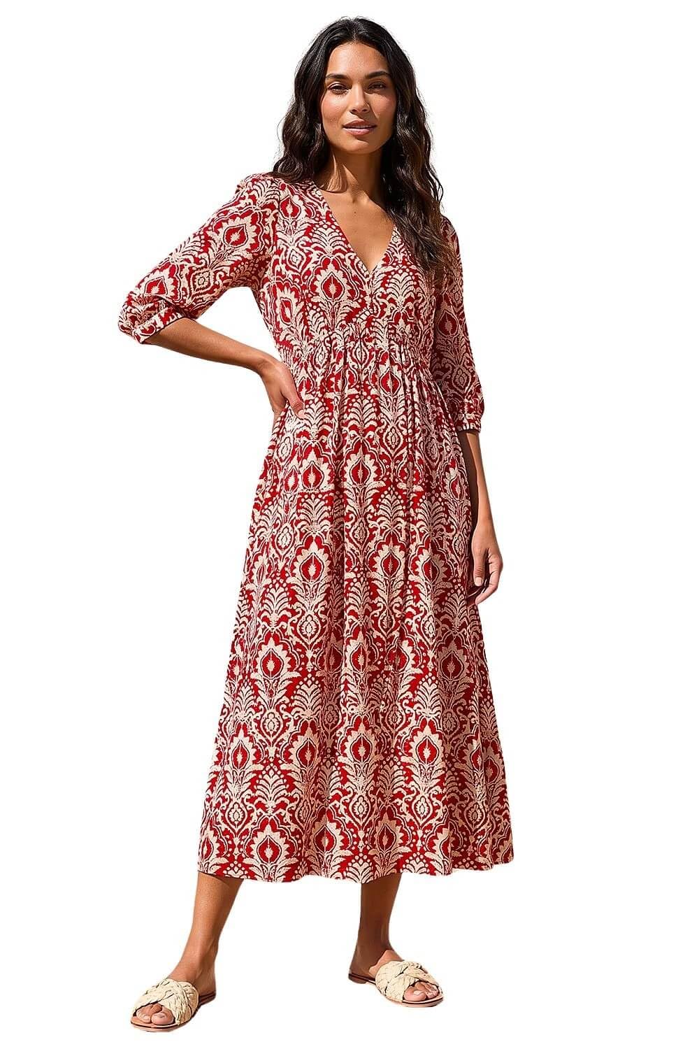 Roman Originals - Women's Midi Dress - Red - Size 18