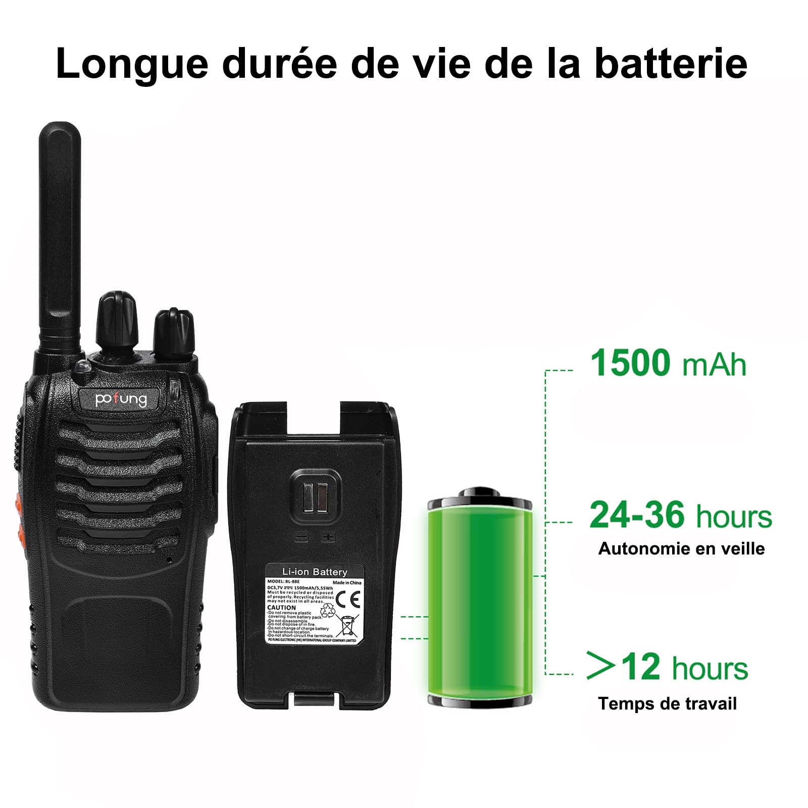 PT88E Talkie Walkie Professionnel, Chargeur à 6 Voies, PMR446 VOX Longue Portée Talkie Walkie pour Restaurant Hôtel Hospitalité École (6 pièces, Oreillette)