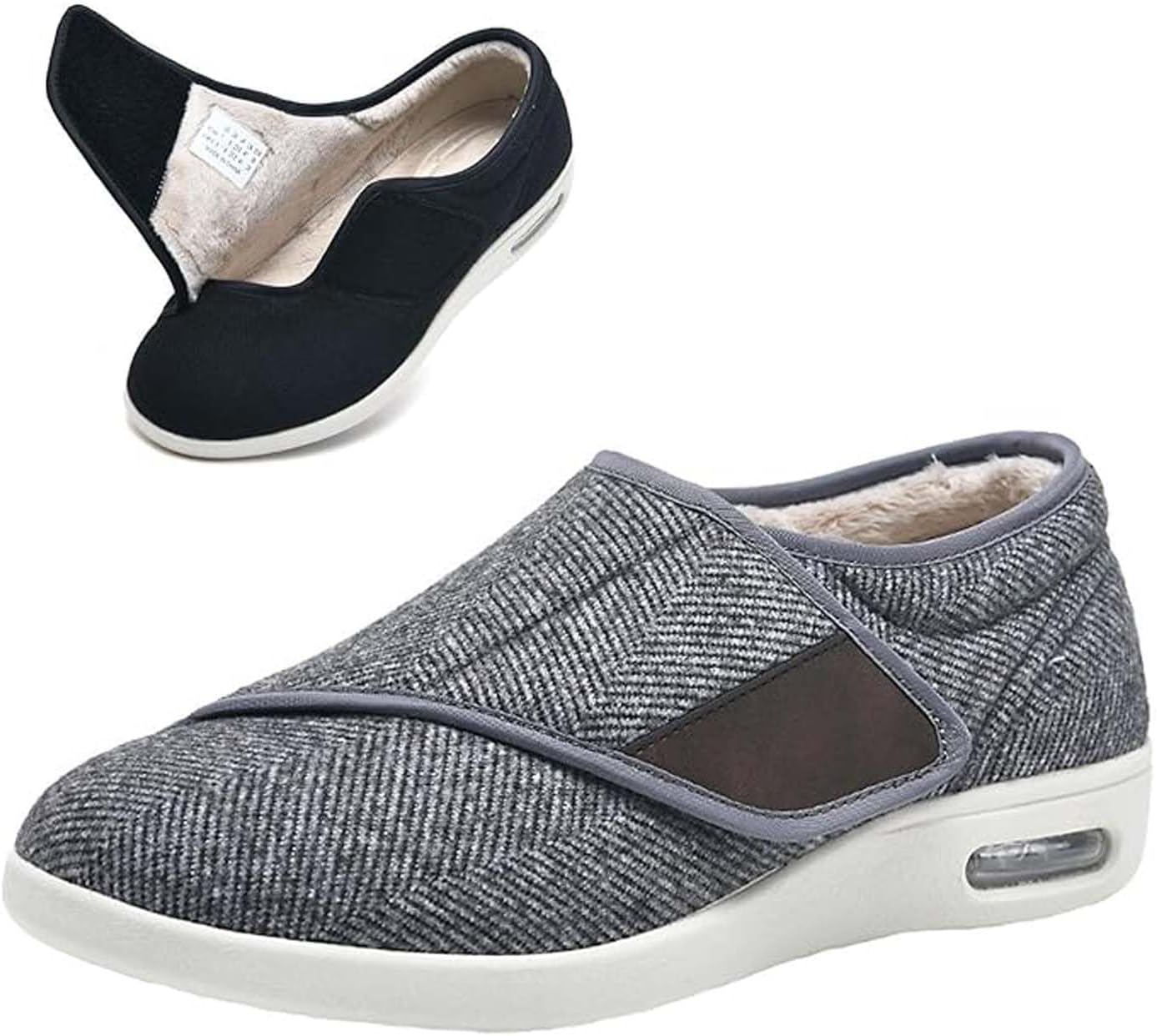 Comfortable Wide Diabetic Shoes, Lightweight Walking Shoes, Soft Fleece Lined Shoes, Non-Slip Adjustable Slippers, Orthopedic Casual Slippers for Arthritis, Swollen Feet