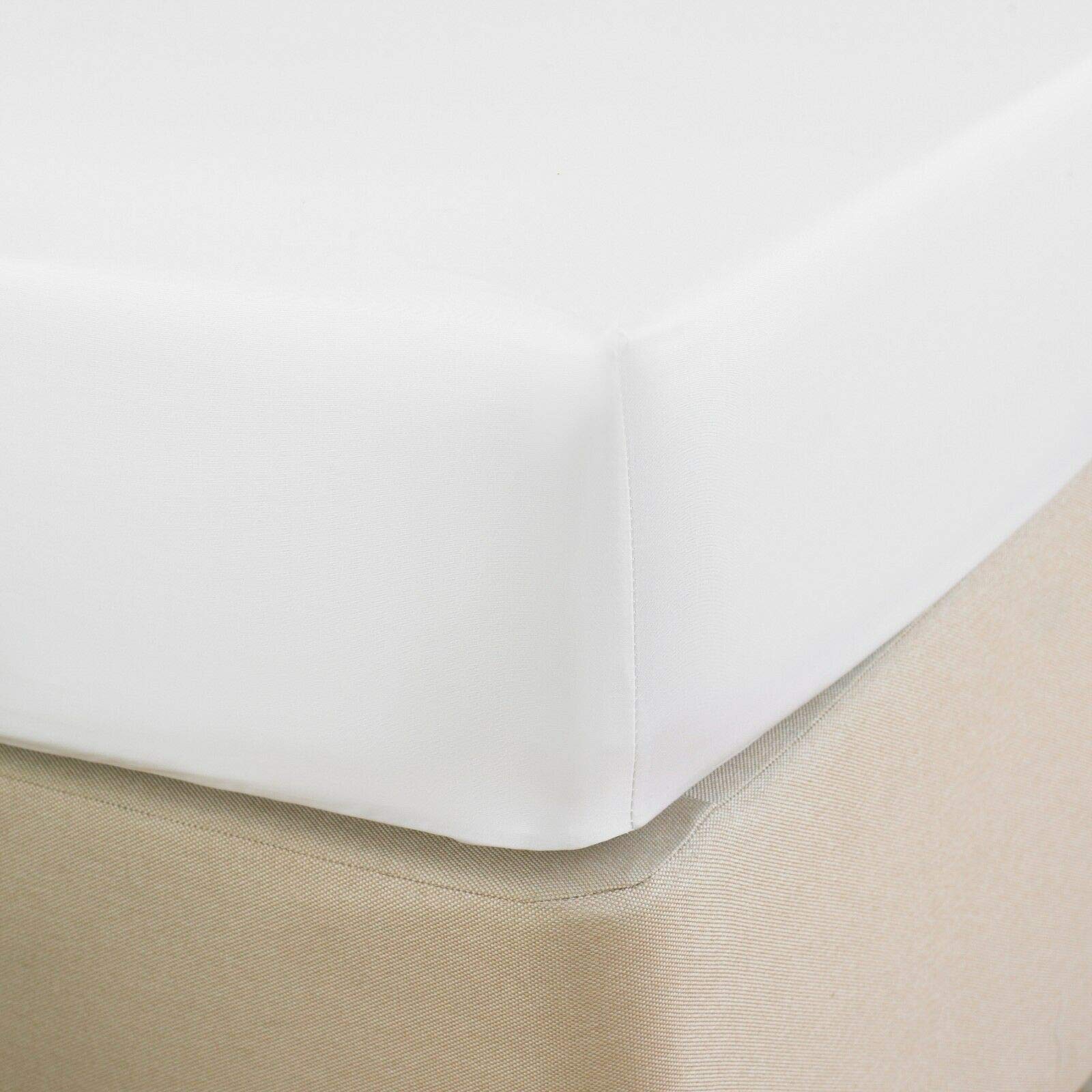 Great Knot White 100% Egyptian Cotton 400 Thread Sateen Extra Deep 40Cm Fitted Sheet (Double 137Cm X 191Cm + 40Cm Deep, )