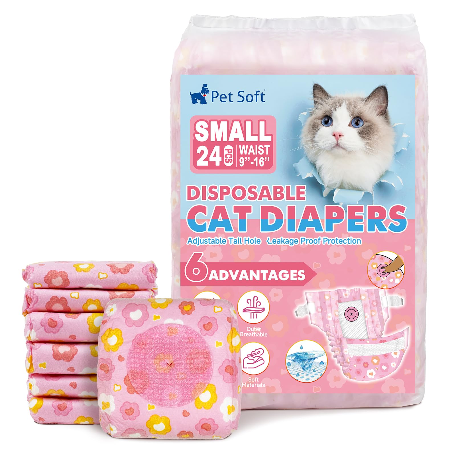 Photo 1 of Pet Soft Disposable Cat Diapers - Small (24 Pcs)