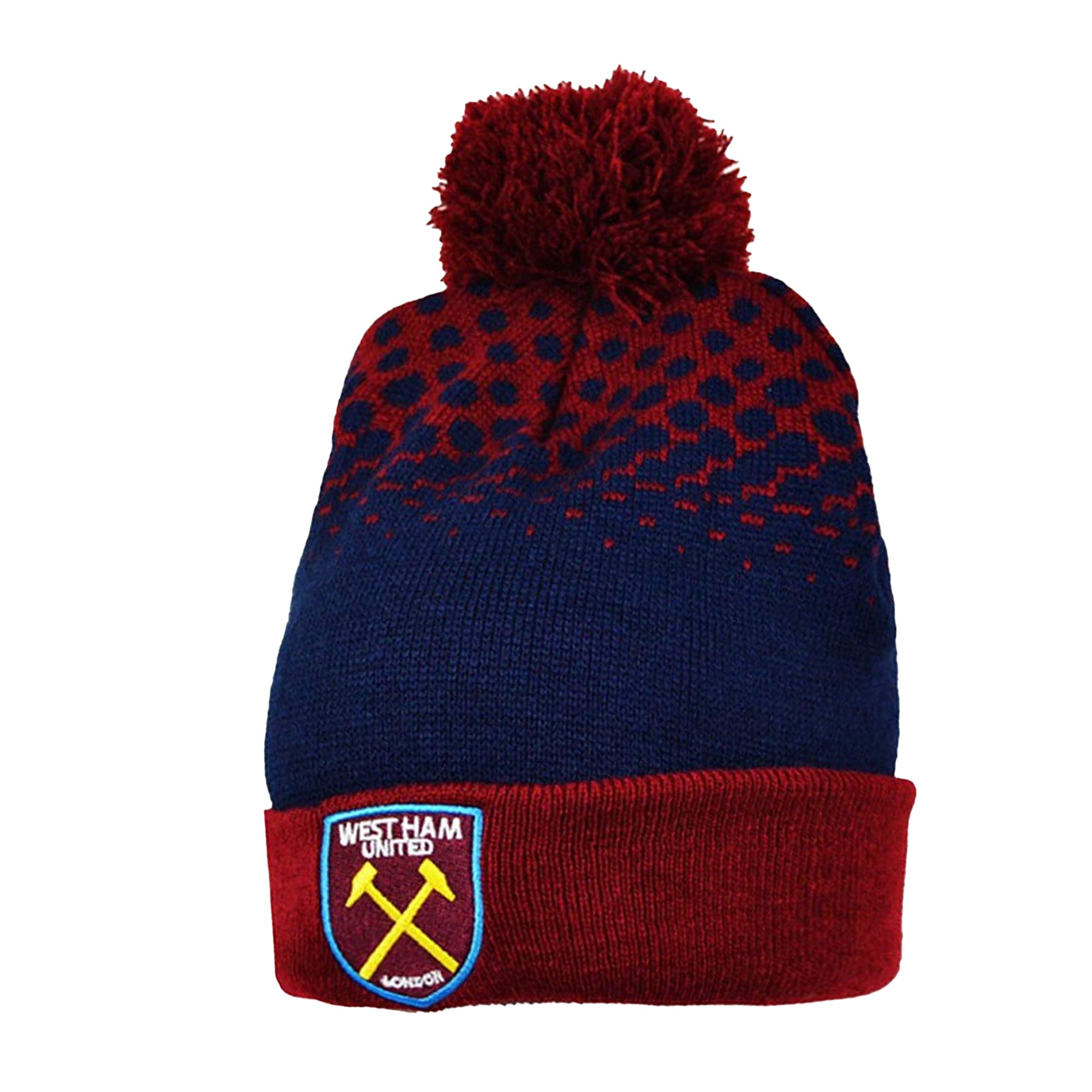 West Ham United Men's Burgundy Fc Unisex Fade Bobble Hat (One Size) (Burgundy)