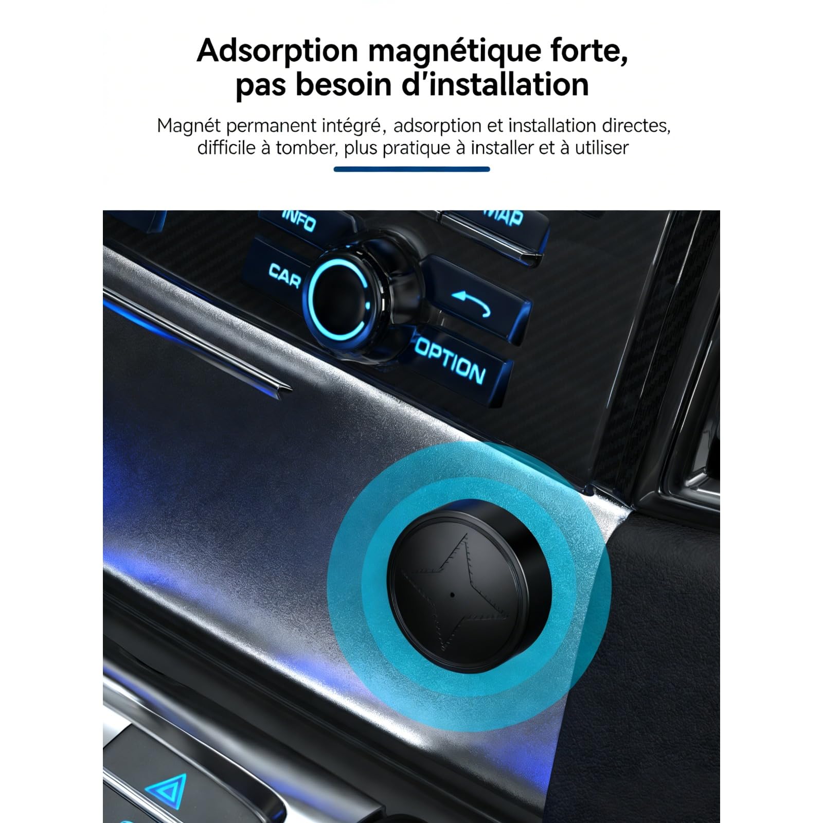Marnoval Traceur GPS Voiture sans Abonnement - Magnétique & Discret avec Alertes(3 GPS) (1PC)