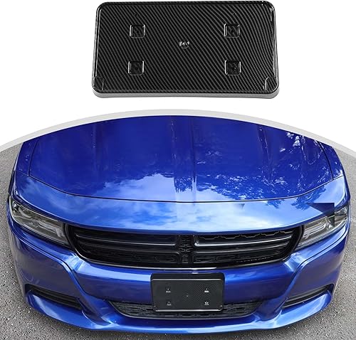 Miniatura 8 de CheroCar Soporte de montaje de placa frontal para cargador, accesorios externos para Dodge Charger 2015-2023, negro..