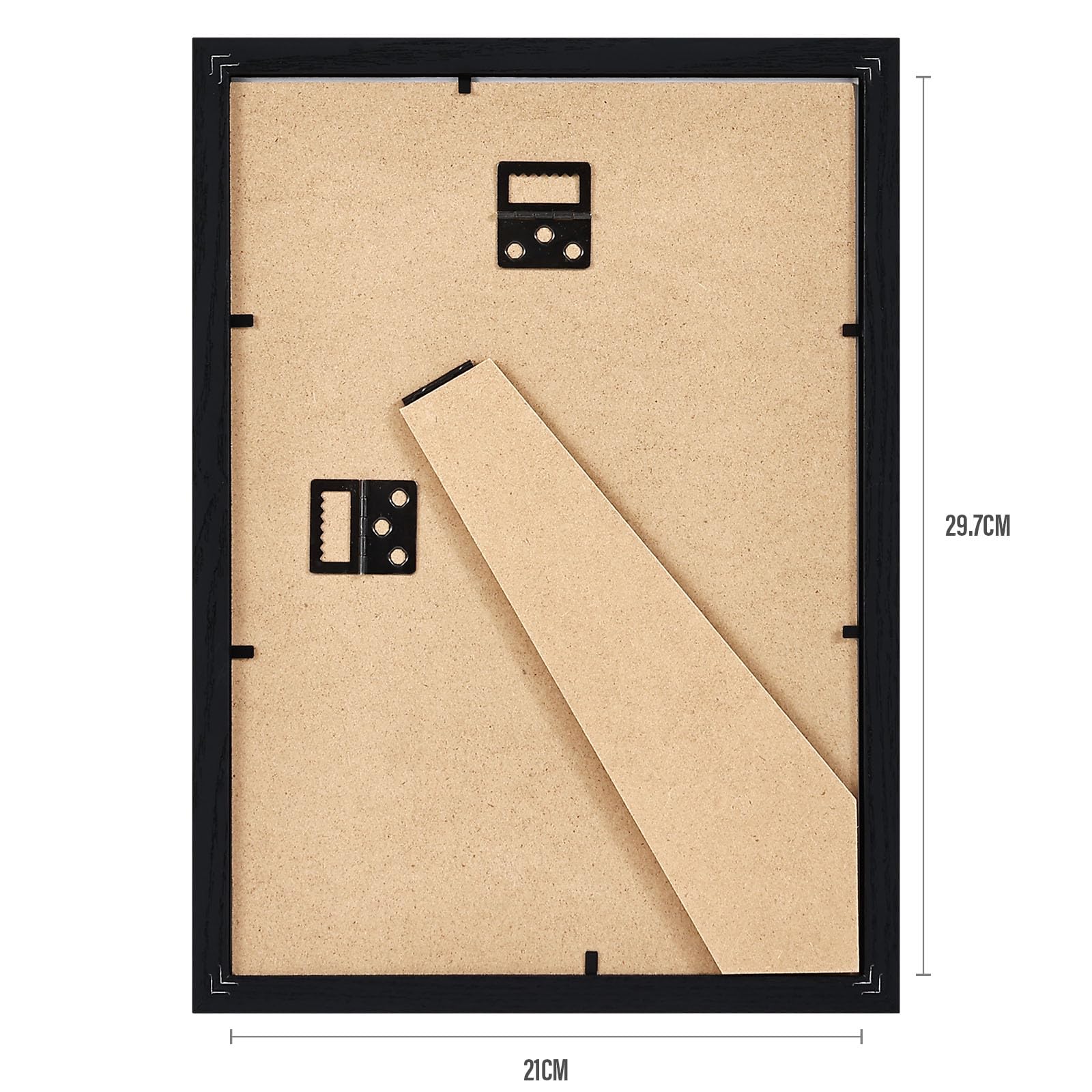 Ramka na zdjęcia 21 x 29,7 cm, zestaw 12 ramek na zdjęcia z passe-partout, drewniana ramka na dokumenty, stabilna drewniana ramka MDF ze szkłem akrylowym, czarna