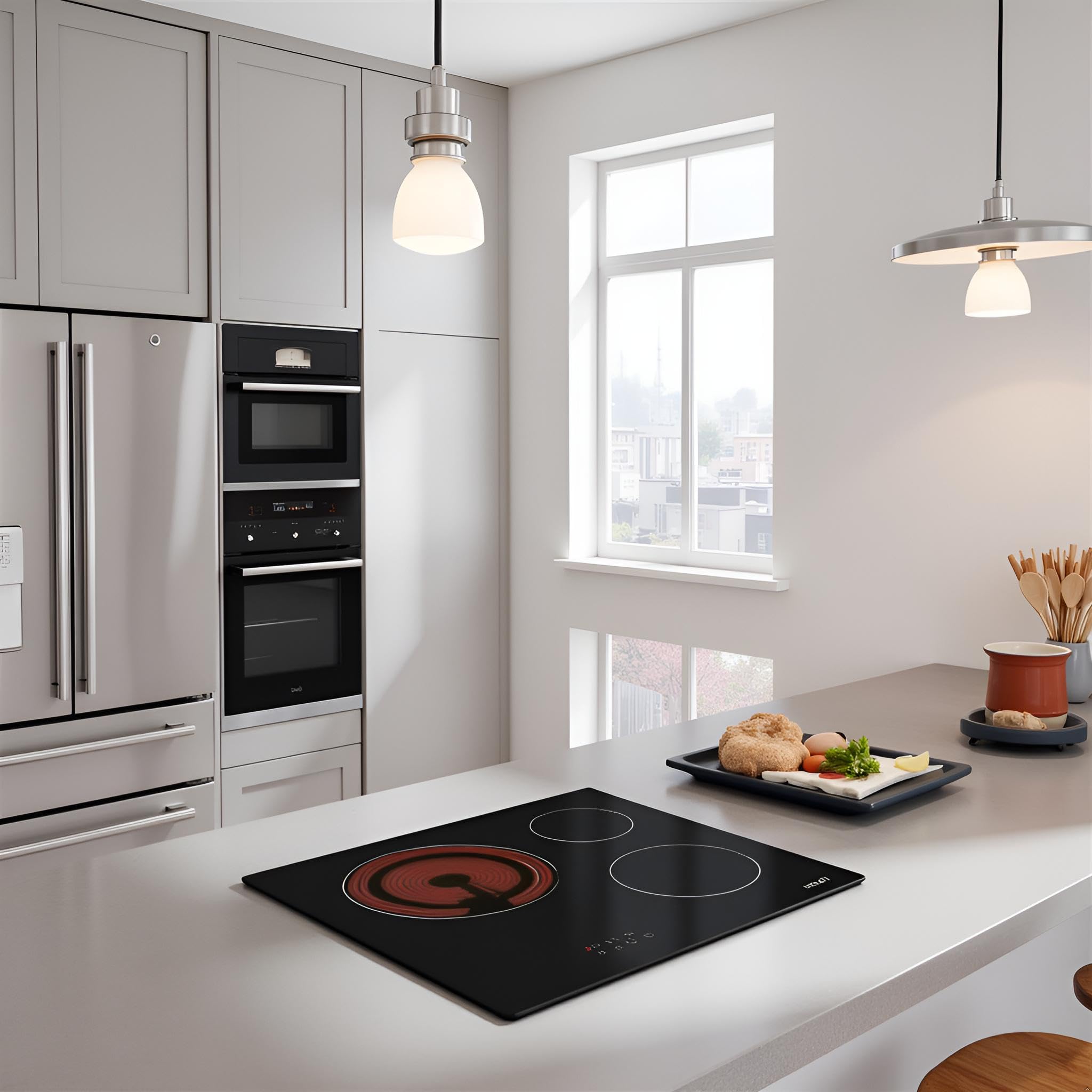 Cata TD 6003 BK model TDN 603 | ceramika szklana, 3 ogniska, 9 stopni szerokości 59 cm | płyta o mocy 5,4 kW, 1800 W, ceramika